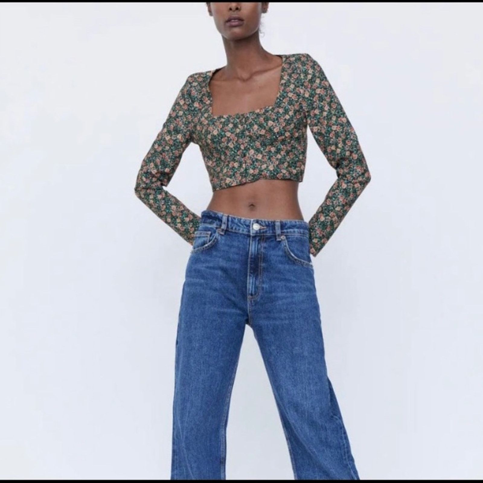 Zara Zara floral detail long sleeve corset crop top size Small Size S / US 4 / IT 40 - 4 Thumbnail
