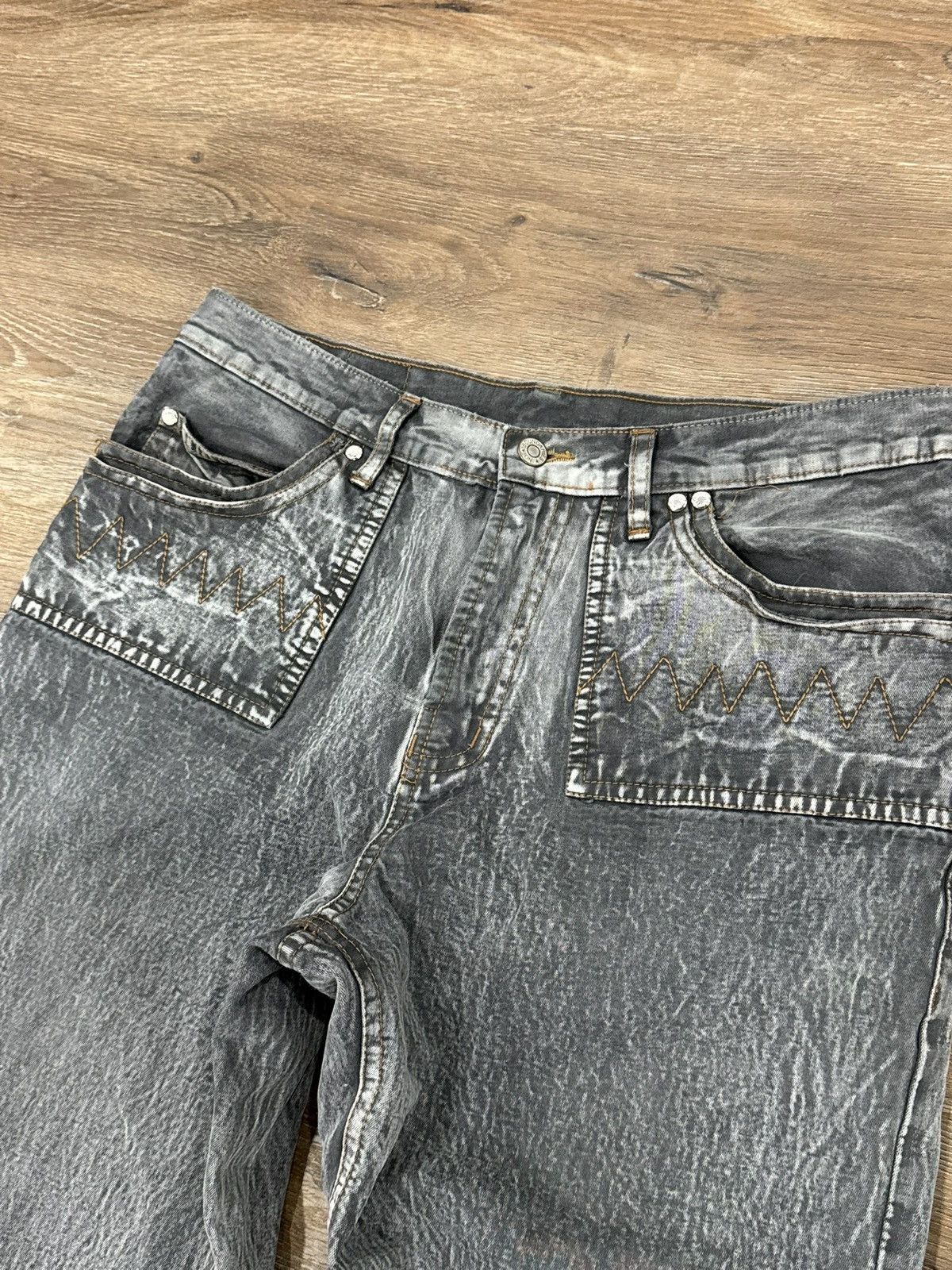 Japanese Brand Baggy Grey Reaper Textured Denim - Wide Leg Streetwear Jeans Size US 34 / EU 50 - 11 Thumbnail