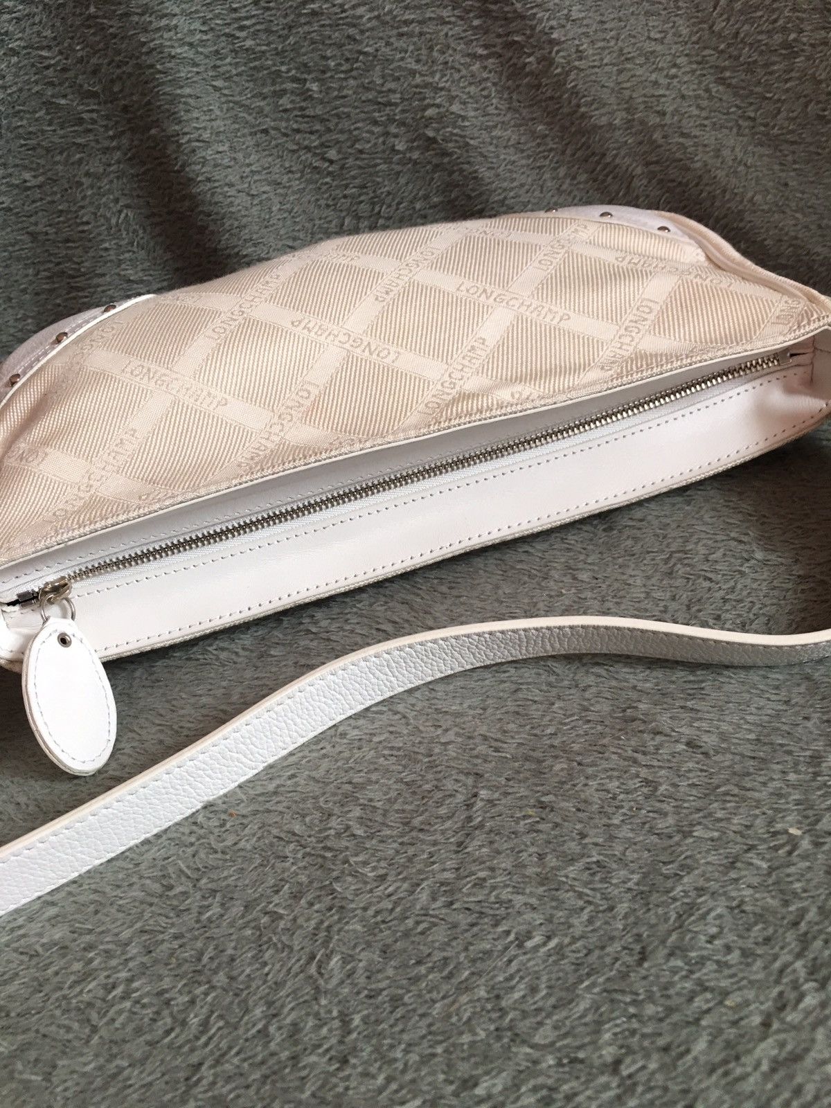 Longchamp Longchamp Ivory White Nylon Leather Handbag Shoulder Bag Size ONE SIZE - 8 Thumbnail