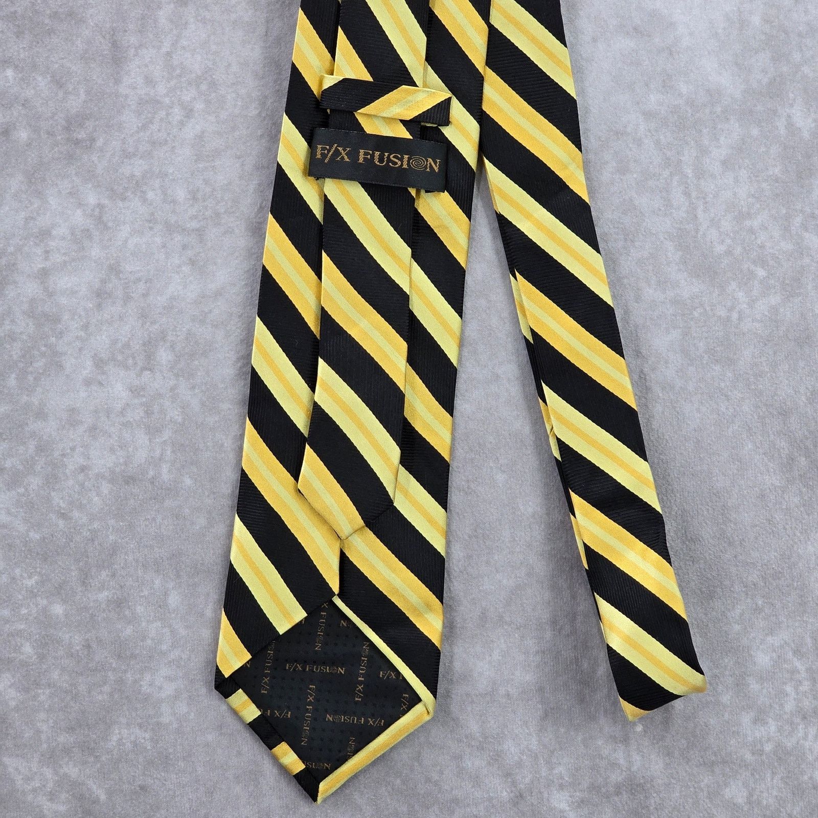Other F/X Fusion Yellow Black Stripe Silk Extra Long Neck Tie Size 32 - 3 Thumbnail