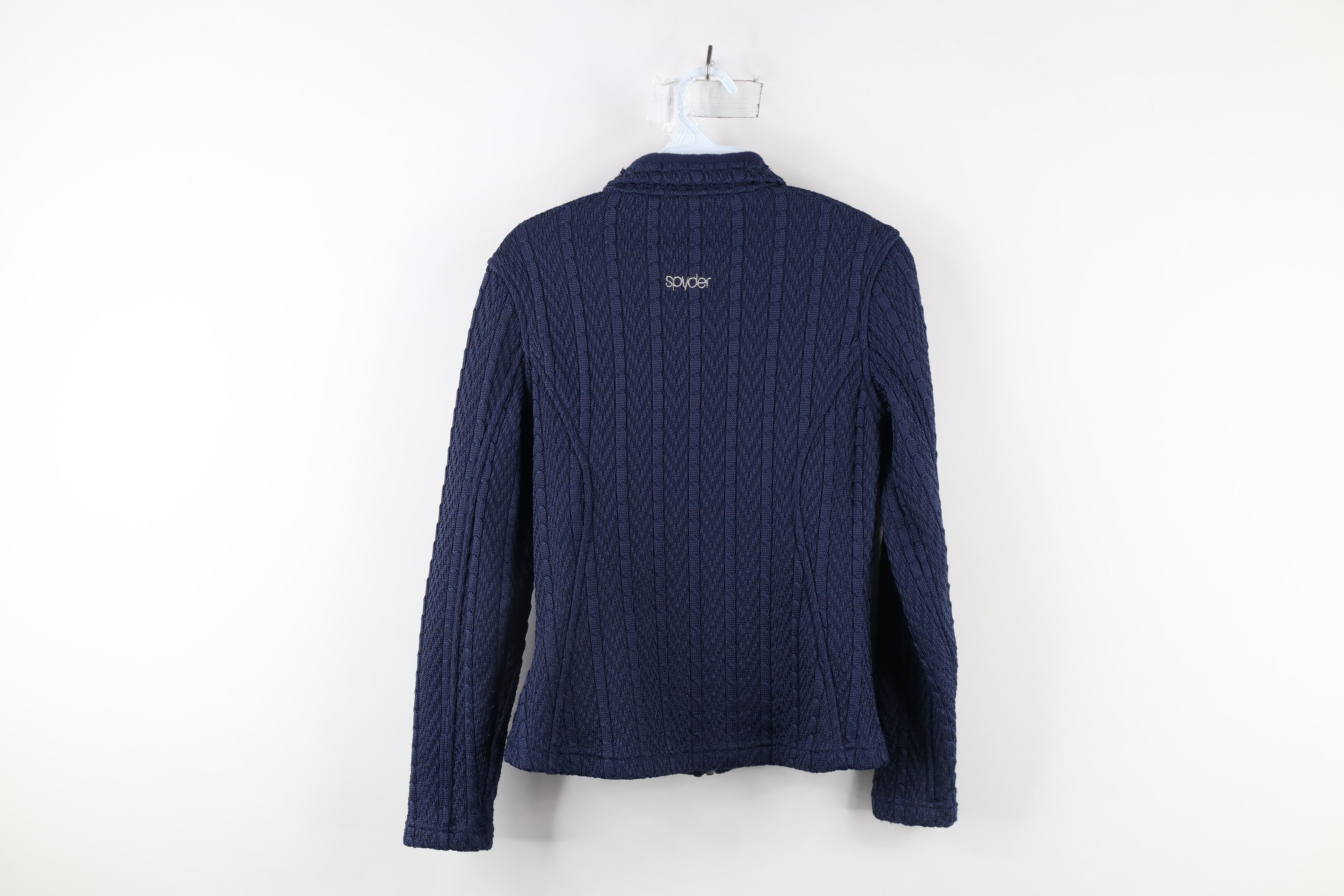 Spyder × Vintage Spyder Out Core Chunky Cable Knit Major Sweater Jacket Blue Size S / US 4 / IT 40 - 15 Thumbnail