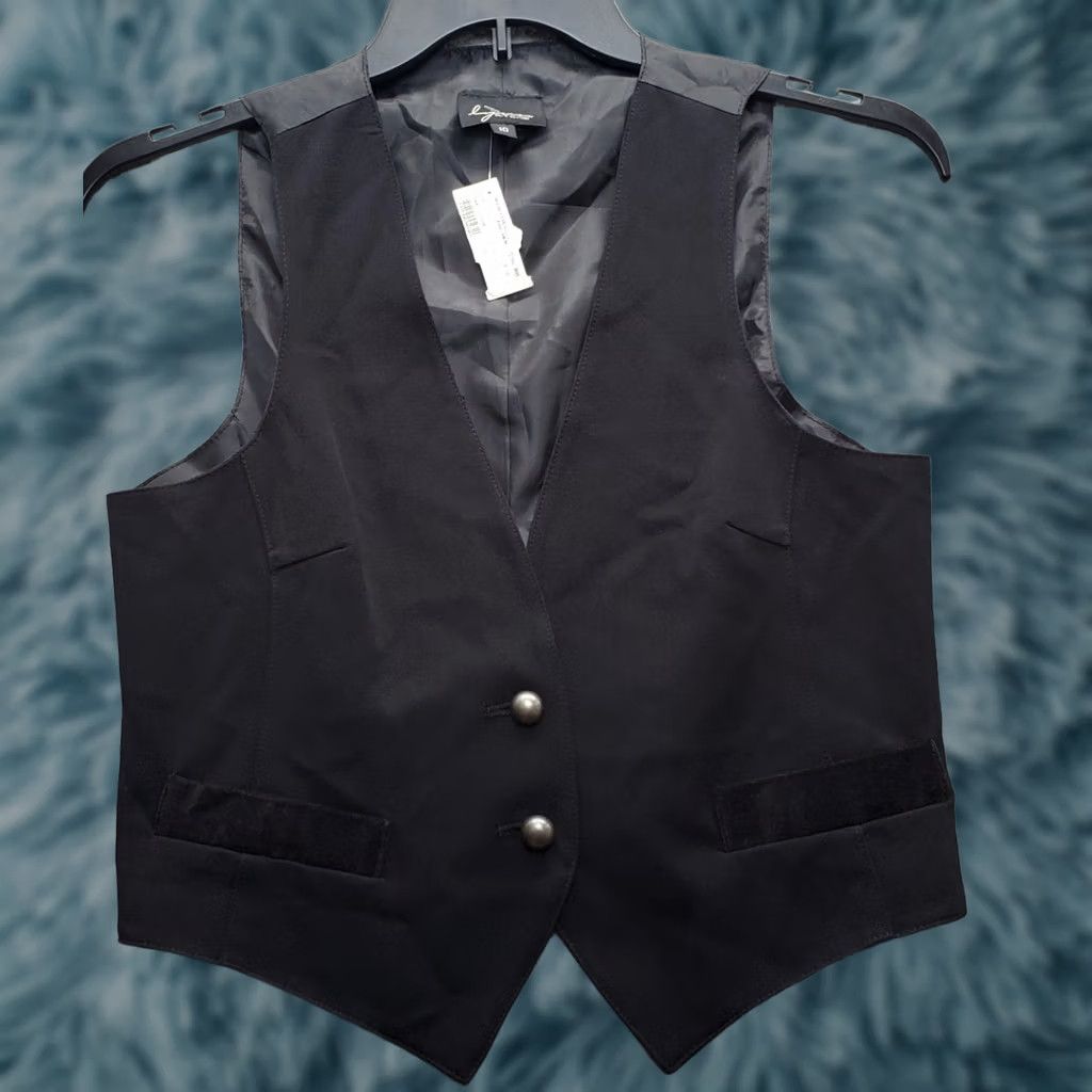 Vintage LYNN RITCHIE Vest Womens 10 Black Lined V Neck Button Front Size L / US 10 / IT 46 - 1 Thumbnail