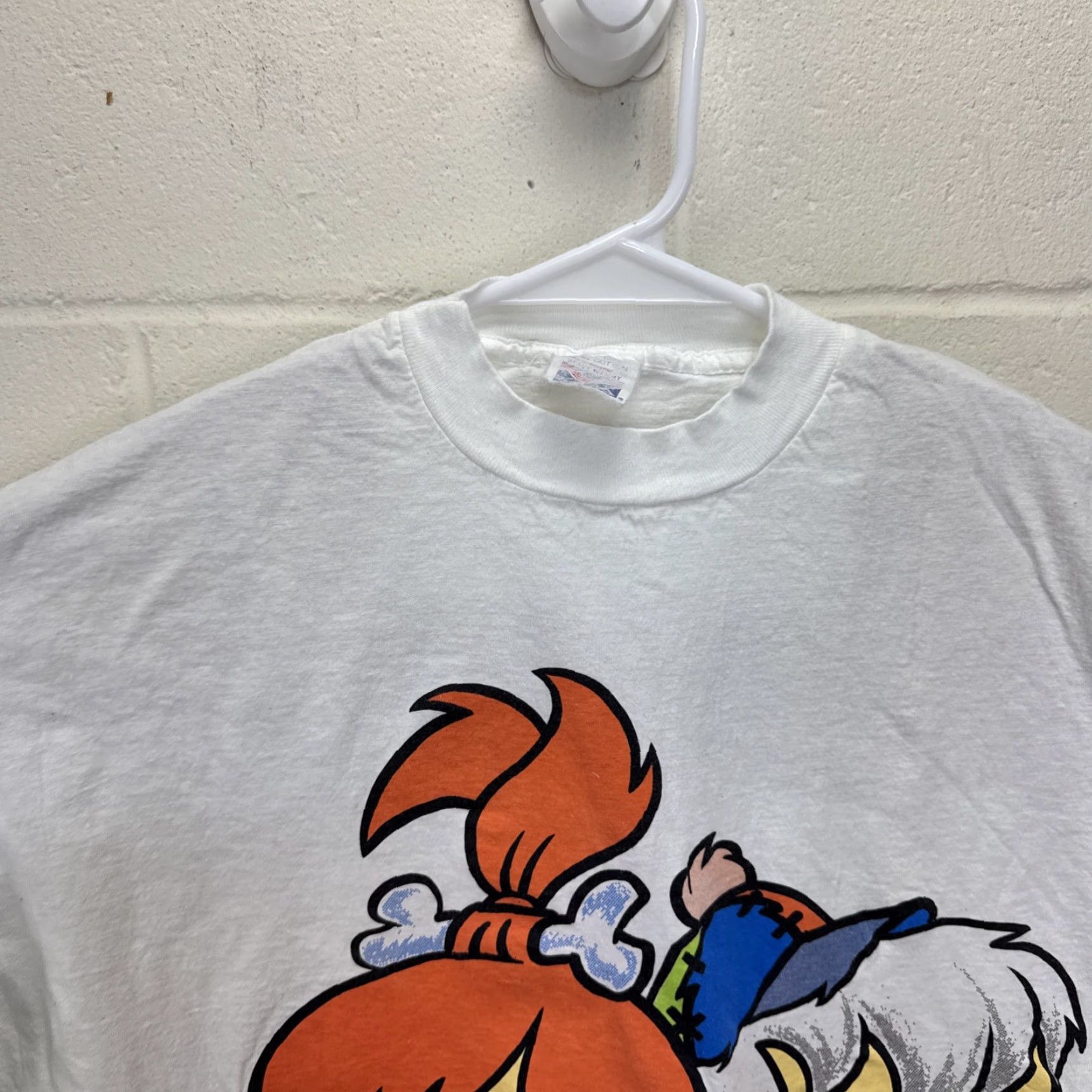 Vintage VINTAGE Flintstones Pebbles Bam Bam T Shirt XL White 90s Graphic Print Mens Regular Short Sleeve Cotton Knit Size US XL / EU 56 / 4 - 5 Thumbnail