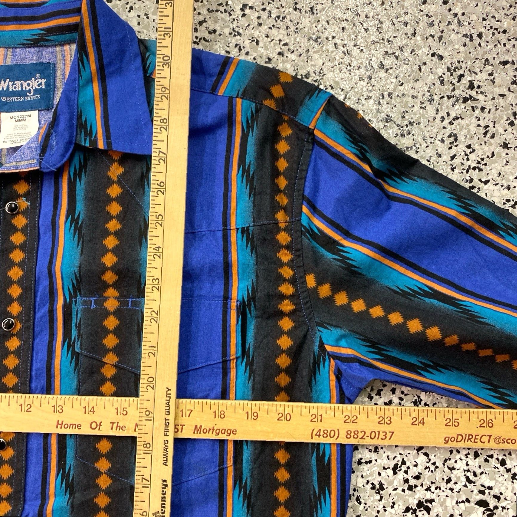 Wrangler VINTAGE Wrangler Pearl Snap Western Print Blue Cowboy Shirt Mens Medium Size US M / EU 48-50 / 2 - 3 Thumbnail