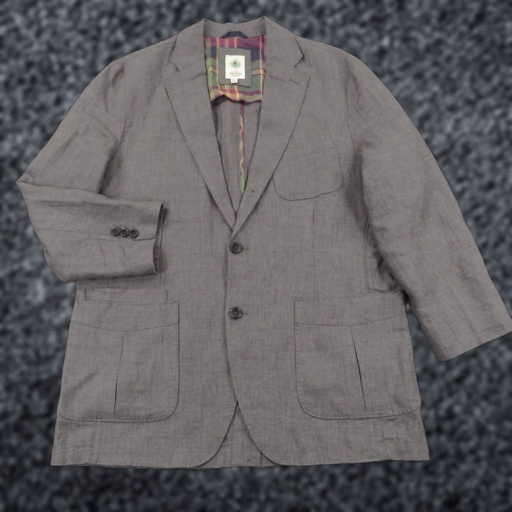 The Territory Ahead Territory Ahead Linen Blazer Mens 42R Medium Blue Solid Summer Size 40R - 1 Thumbnail