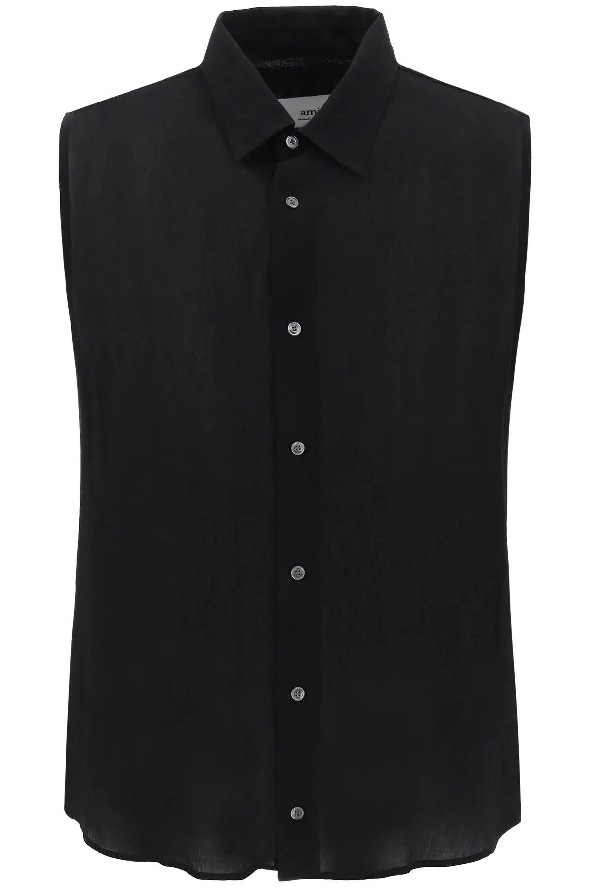 o1s22i1n0324 Voile Sleeveless Shirt in Black