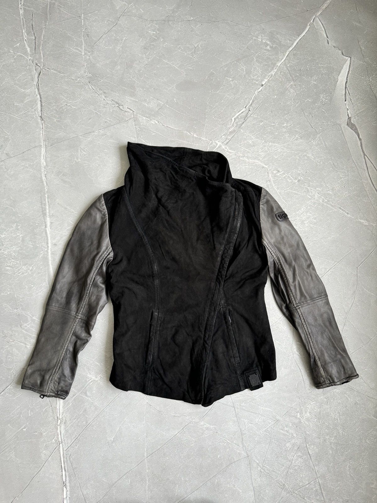 tigha Tigha High Neck Asymmetrical Leather Jacket Rick Owens Style Size L / US 10 / IT 46 - 4 Thumbnail