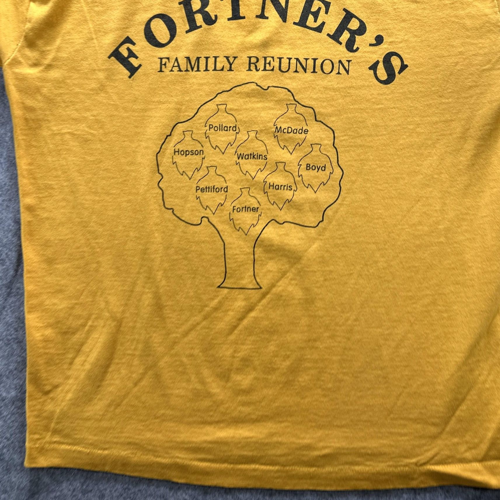 Fruit Of The Loom VINTAGE Fruit of the Loom Shirt Mens Large Yellow 90s Fortner Family Reunion Graphic Print Crew Neck Short Sleeve T-Shirt Mens Size US L / EU 52-54 / 3 - 5 Thumbnail
