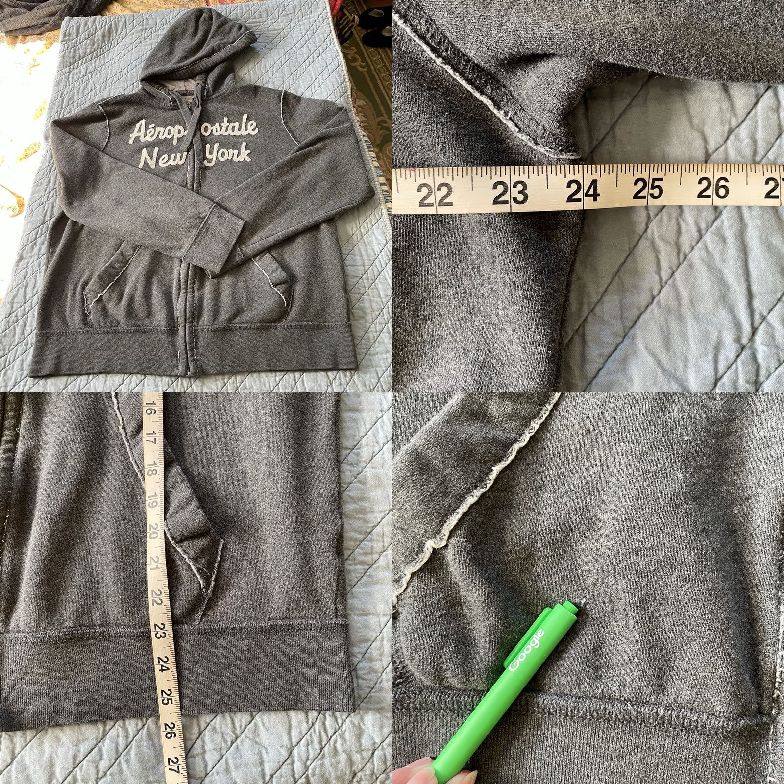 Aeropostale VINTAGE Aeropostale Hoodie Men's L Gray Sweatshirt Y2K Grunge Skateboard Zip Full Zip Hooded Pockets Logo Embroidered Size US L / EU 52-54 / 3 - 8 Thumbnail