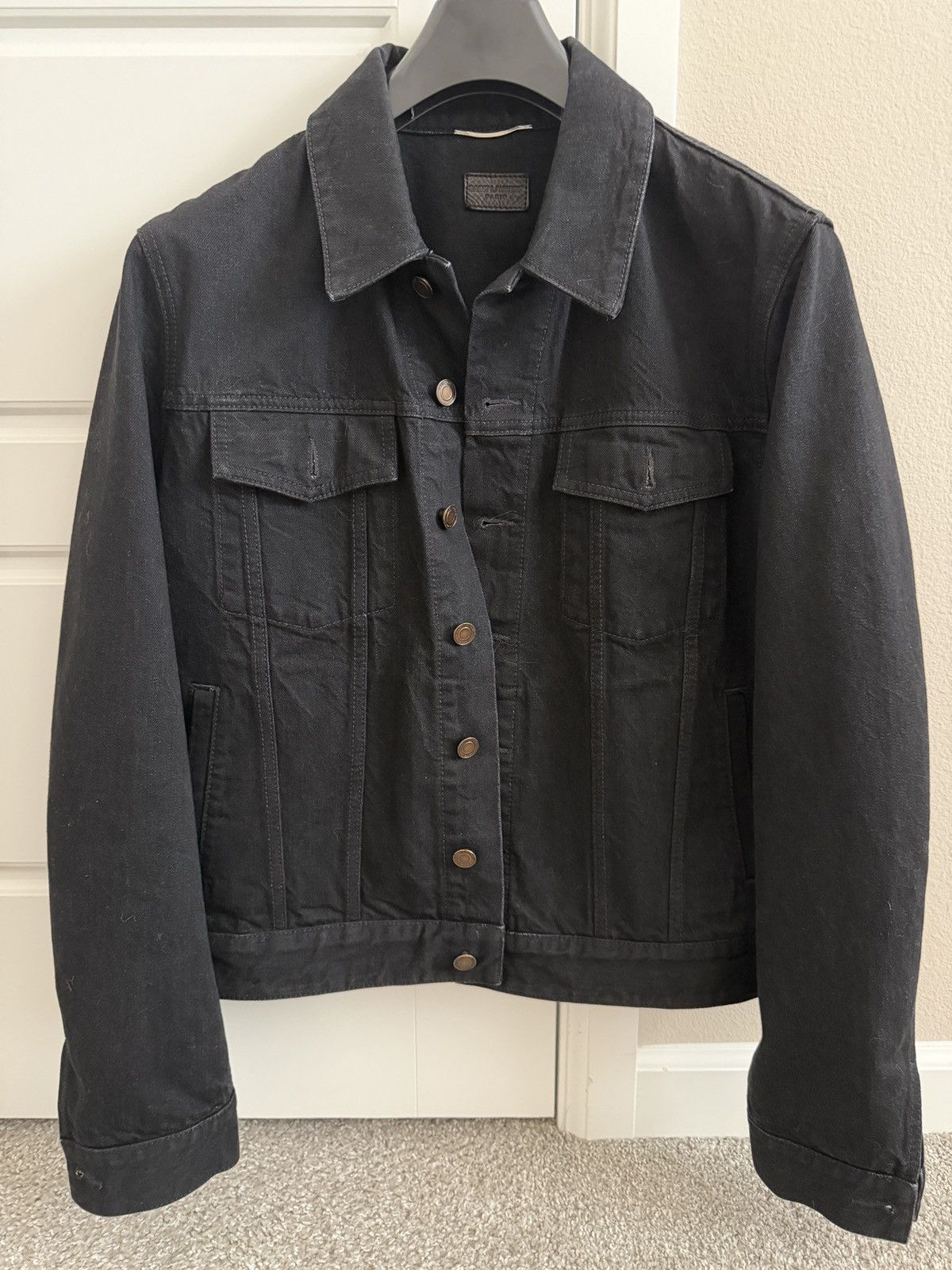 Saint Laurent Paris Saint Laurent Paris Black Denim Trucker Jacket Size US M / EU 48-50 / 2 - 1 Thumbnail