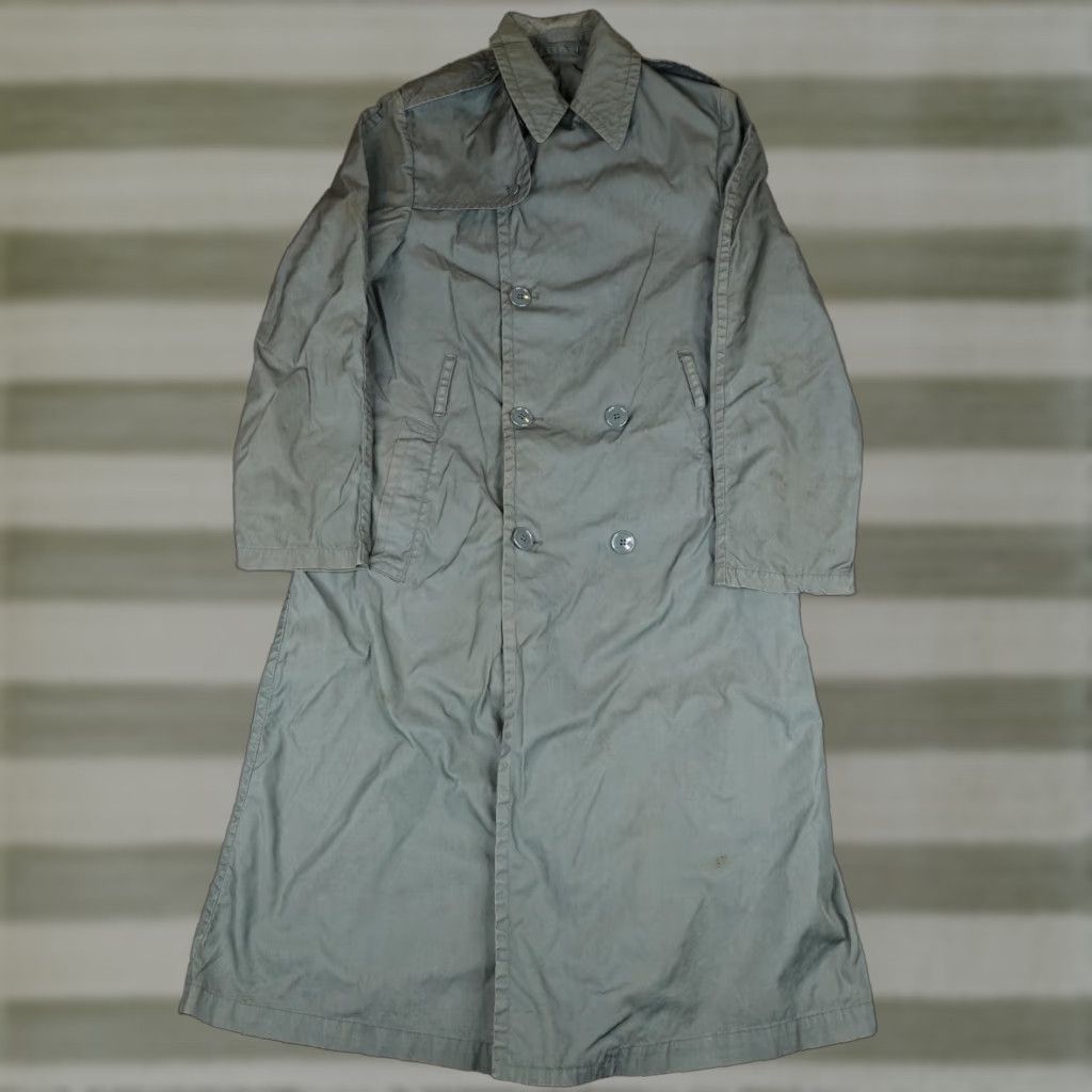 VINTAGE US Army Rain Coat XL 36 Olive Green Trench Coat Mens Long Coat Water Resistant Army Green 60s