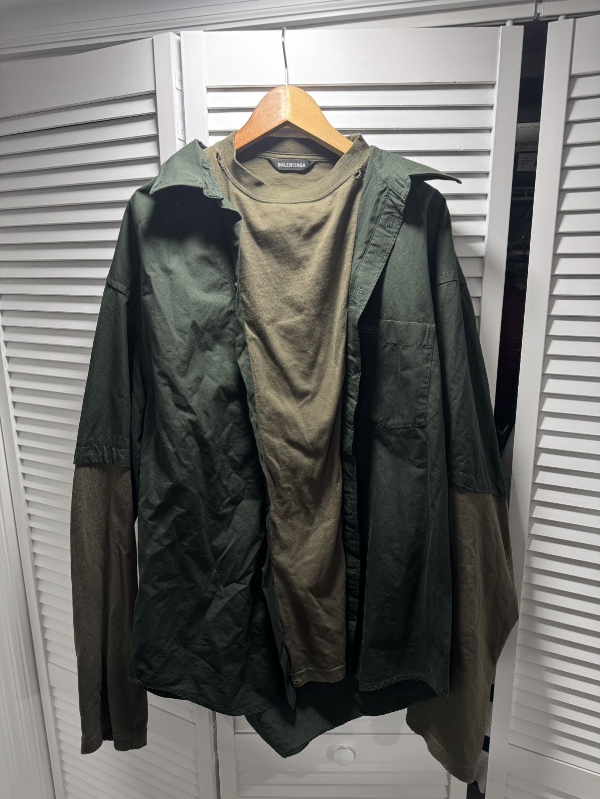 Balenciaga Balenciaga Tromp L’oeil Shirt (Green) Size US XL / EU 56 / 4 - 1 Thumbnail