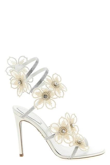 RENE CAOVILLA White Satin 105mm Sandals New & Authentic