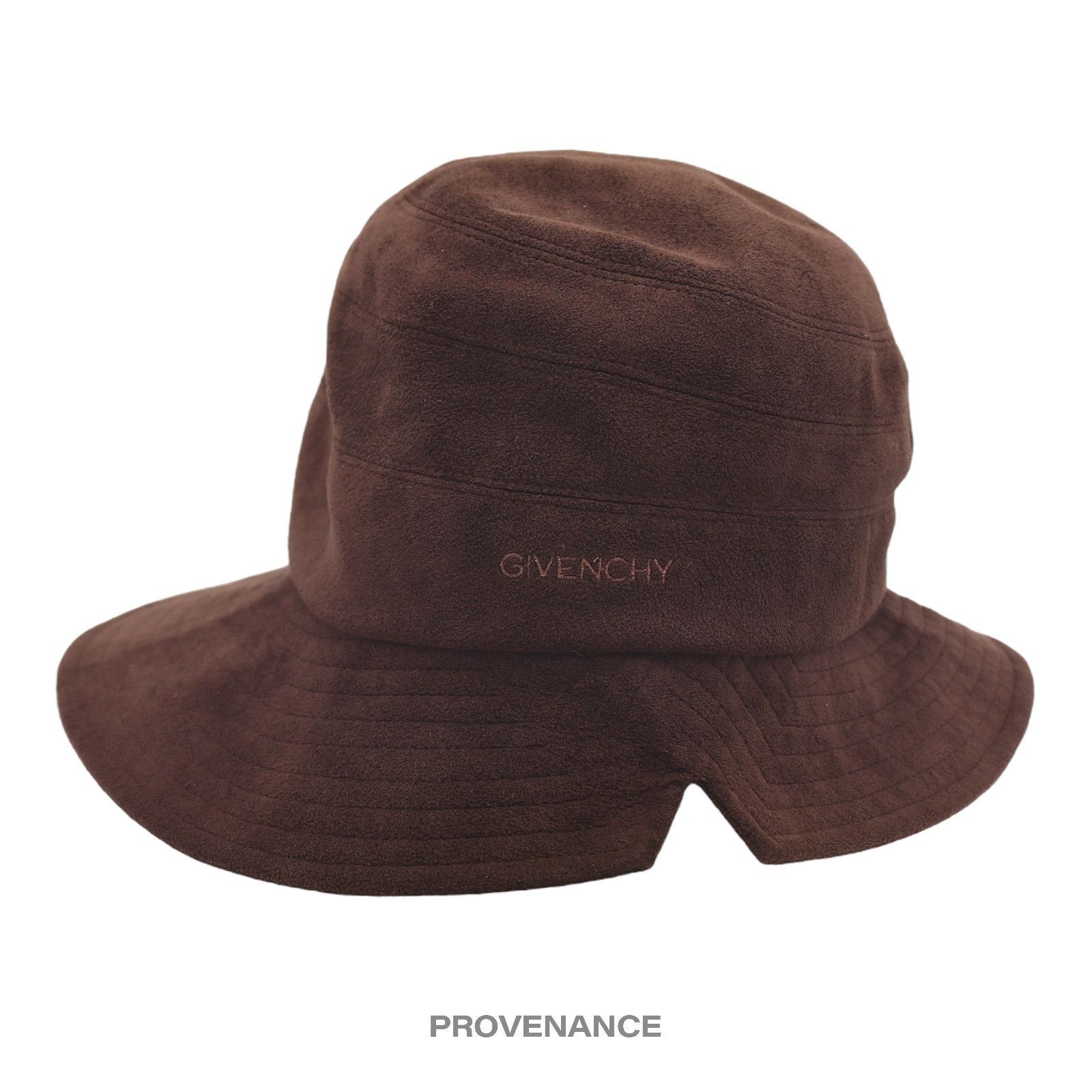 Givenchy 🔴 Givenchy Logo Notch Bucket Hat - Chocolate Microsuede Size ONE SIZE - 1 Thumbnail