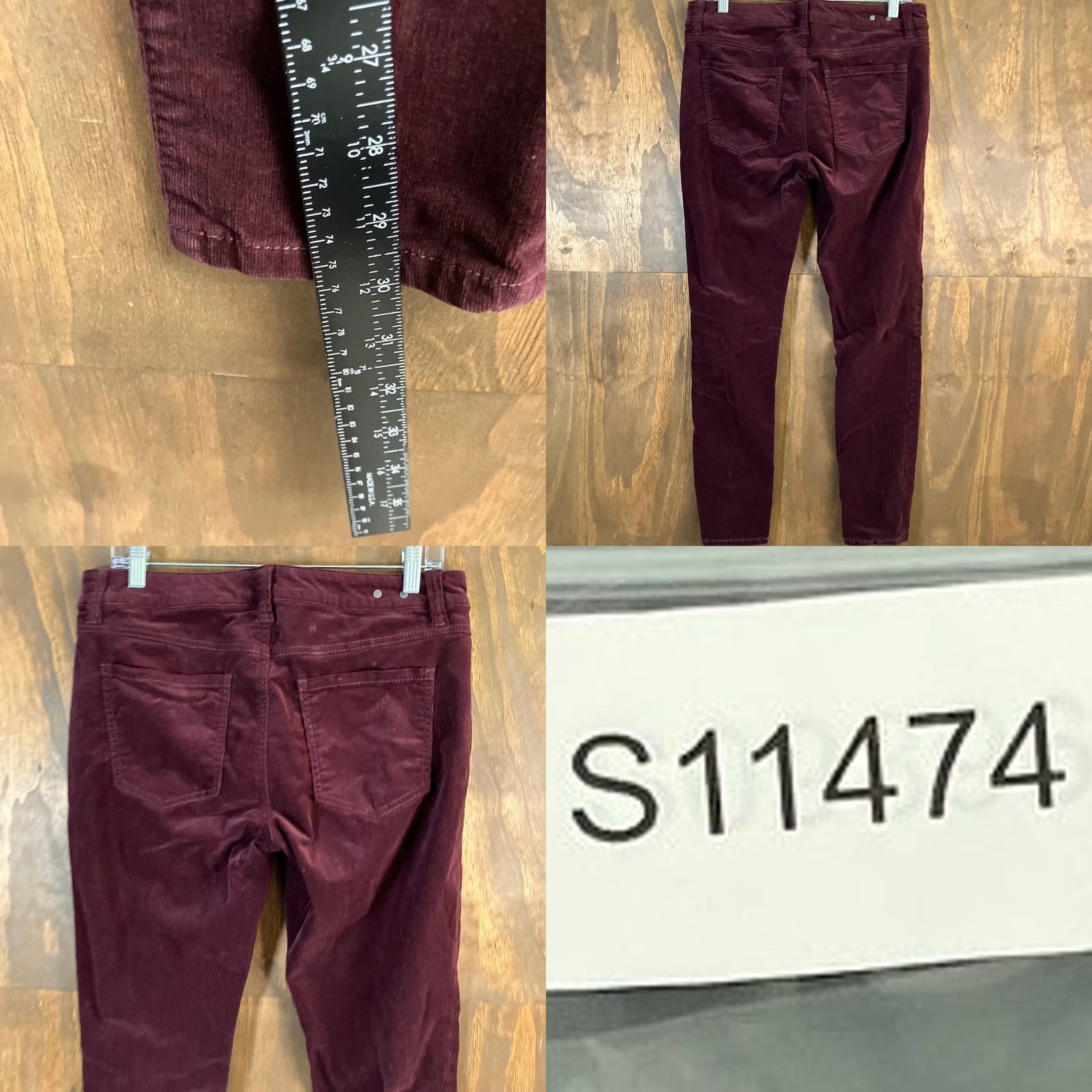 Vintage CAbi Womens Jeans Burgundy Corduroy Mid Rise Skinny Cotton Blend Stretch 8 Size 24" / US 00 / IT 34 - 8 Thumbnail