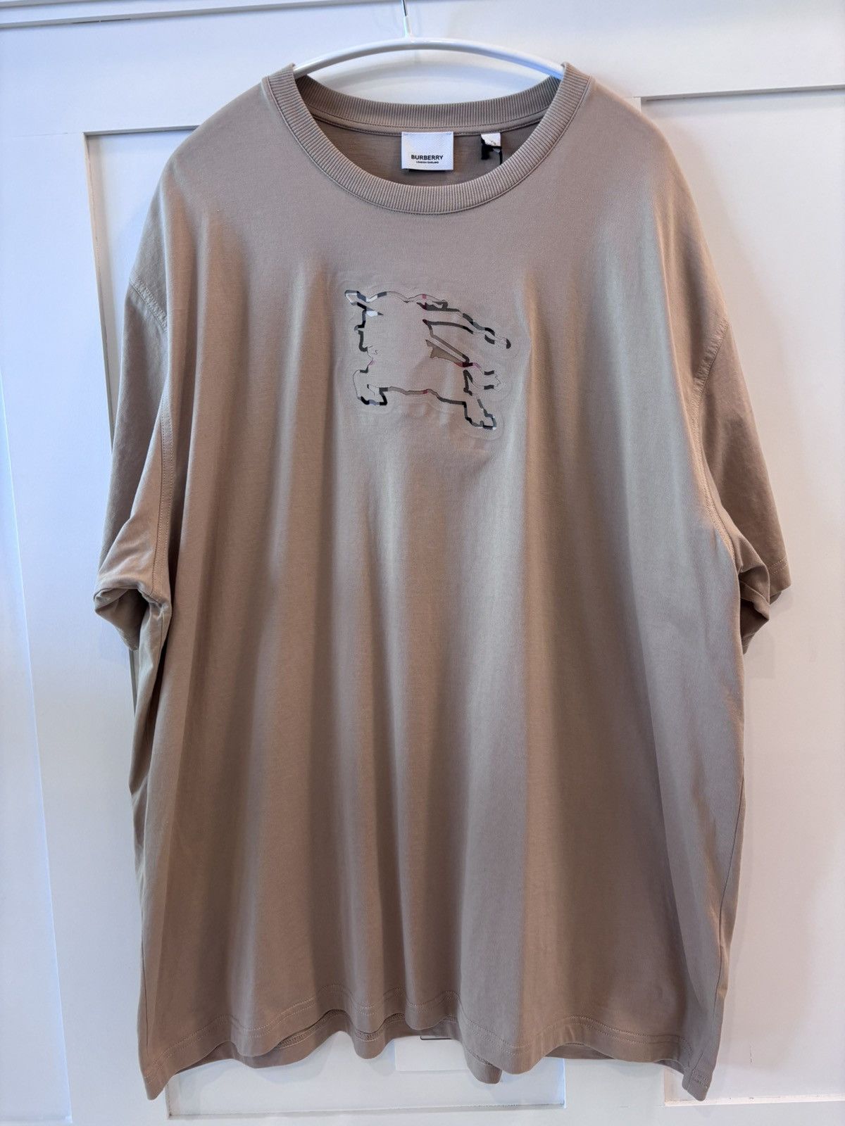 Burberry BURBERRY Check Ekd Cotton T Shirt Black Size US XL / EU 56 / 4 - 2 Thumbnail