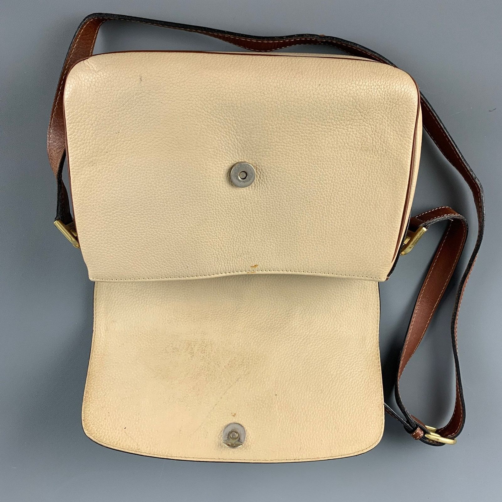 Bally BALLY Cream Brown Pebble Grain Leather Cross Body Handbag Size ONE SIZE - 11 Thumbnail