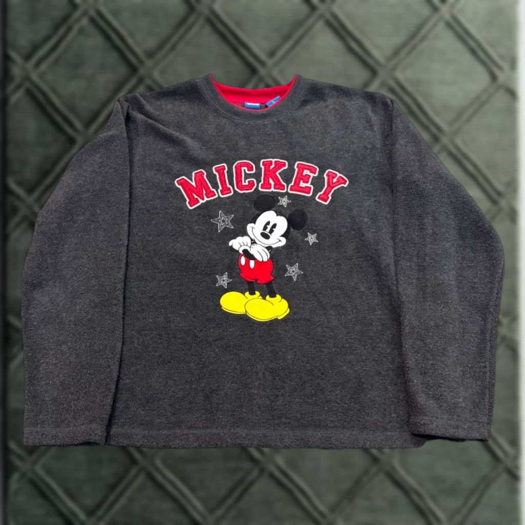 Disney VINTAGE 90s Mickey Mouse Embroidered Gray Fleece Disney Crewneck Sweatshirt L Womens Size L / US 10 / IT 46 - 1 Thumbnail