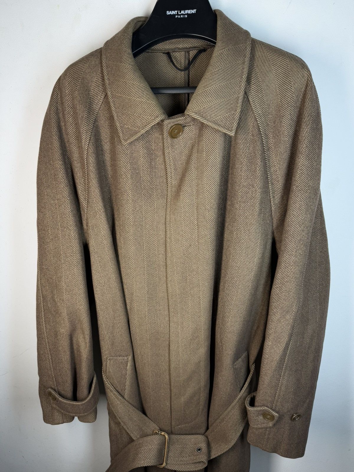 Yves Saint Laurent Wool YSL Coat Heavy Brown Soft Camel France Size US L / EU 52-54 / 3 - 3 Thumbnail