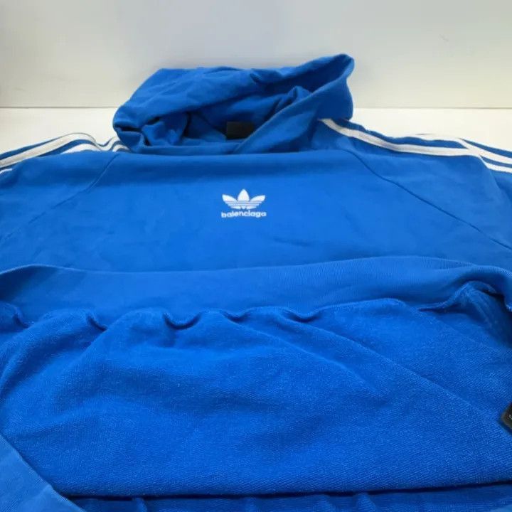 Balenciaga Balenciaga Balenciaga x Adidas Blue Hoodie with Stripes -2 Size US M / EU 48-50 / 2 - 7 Thumbnail