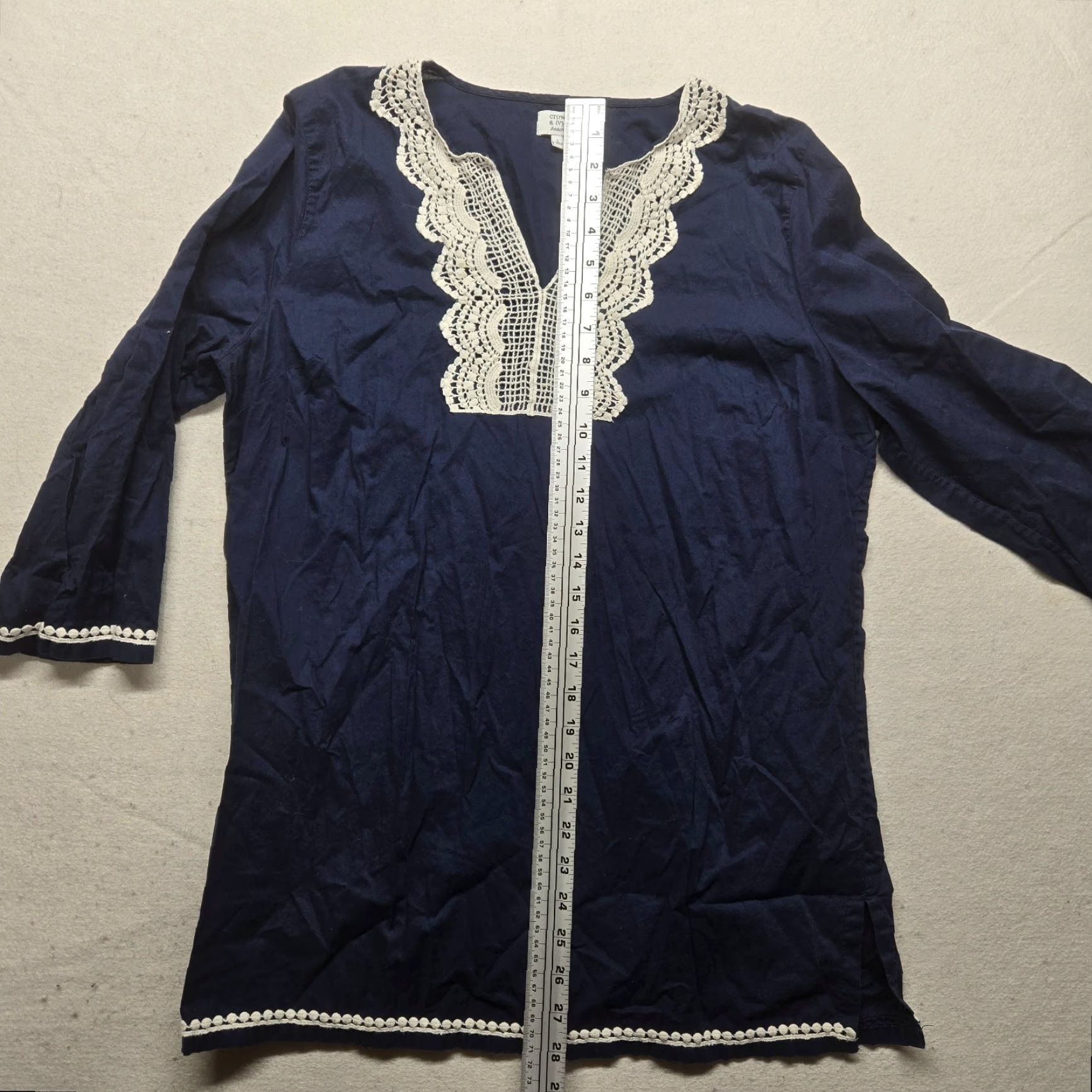 Vintage Crown & Ivy Blue Blouse V-Neck Ruffle 3/4 Sleeve Adult Women's Size L Large Size L / US 10 / IT 46 - 6 Thumbnail