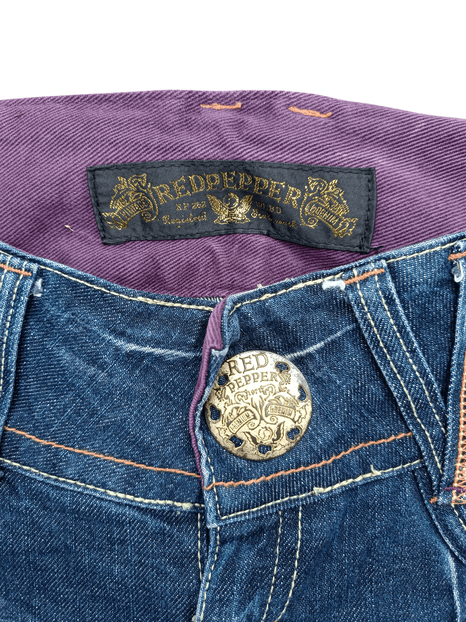 Beauty Beast × If Six Was Nine × Tornado Mart Flared Red Pepper Low Rise Embroidery Angel Wings Denim Size US 29 - 17 Thumbnail