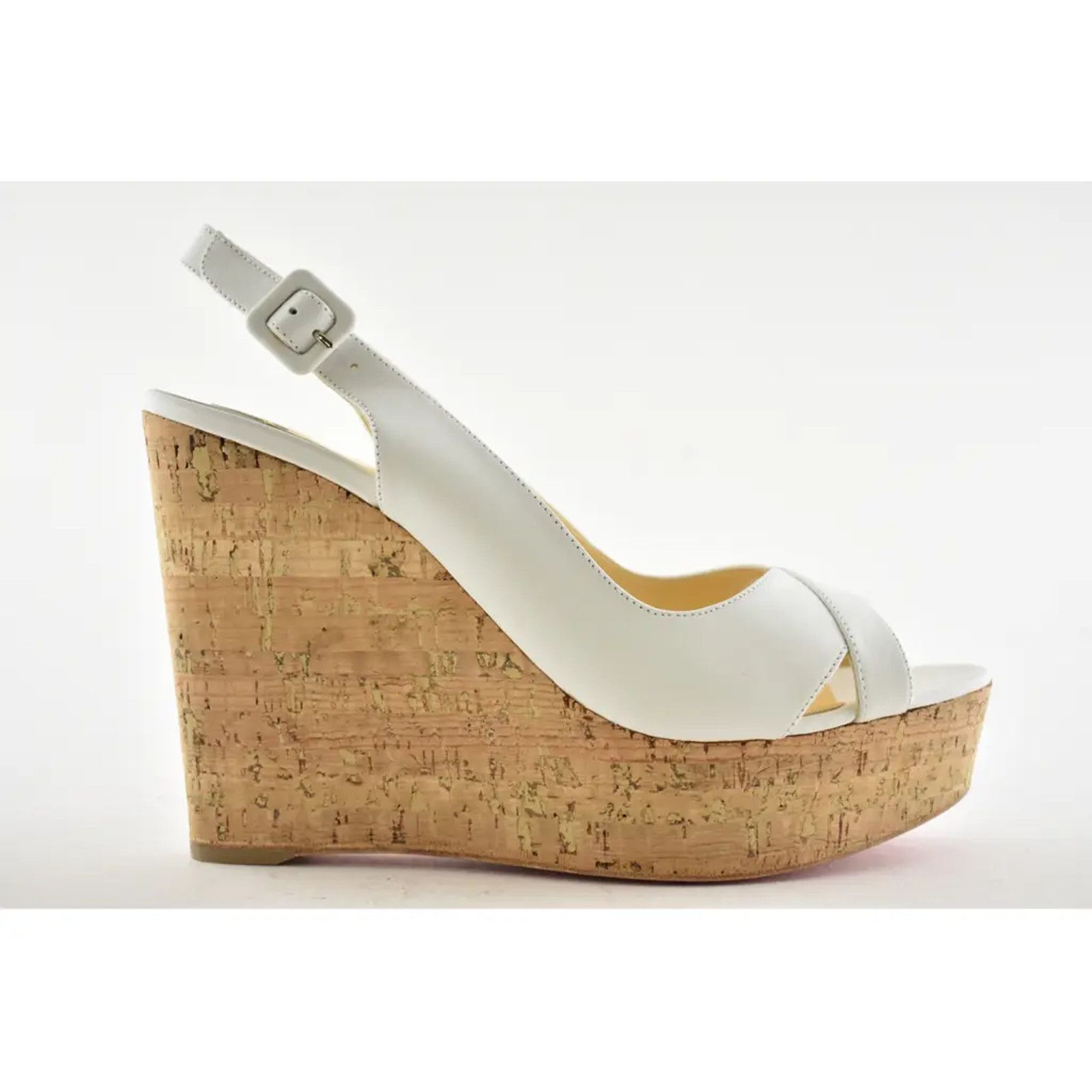 Christian Louboutin Christian Louboutin Reine De Liege 120 White Cork Platform Size US 12 / IT 42 - 2 Thumbnail