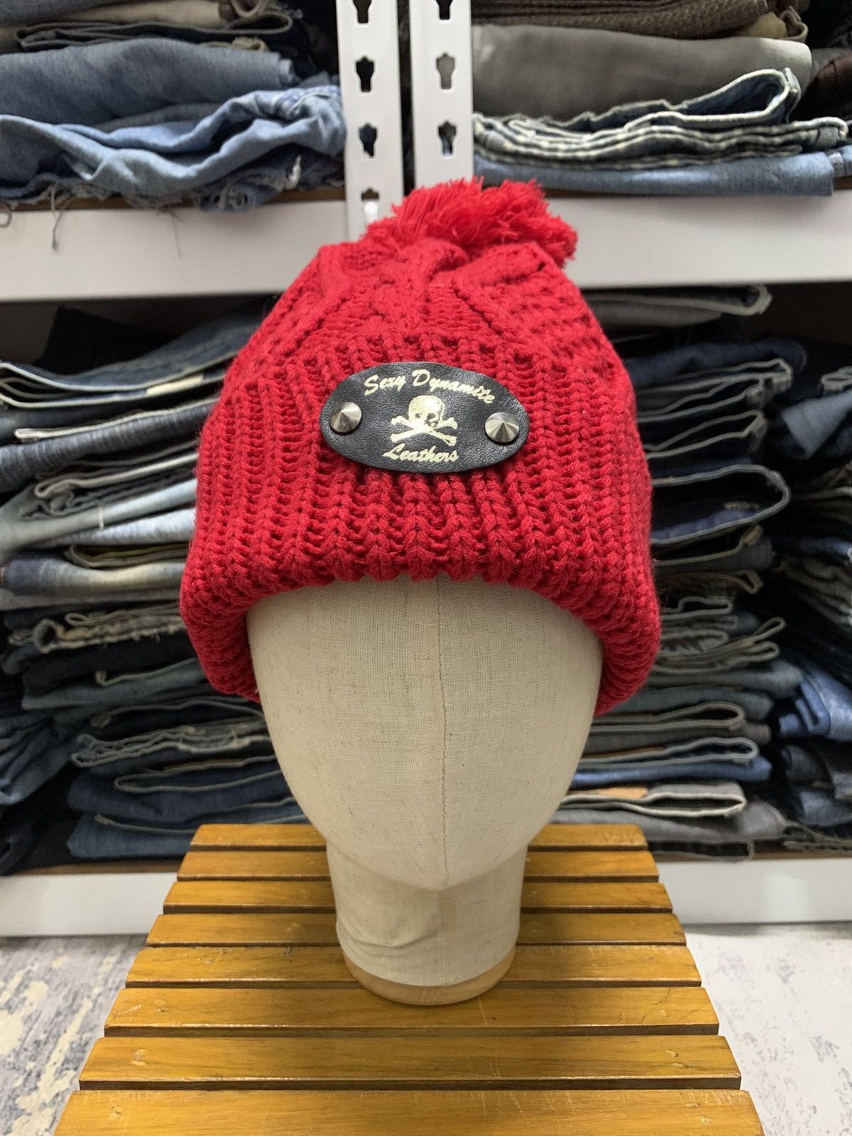 Japanese Brand Sexy Dynamite London Red Knit Beanie Hat Skull Crossbones Size ONE SIZE - 1 Thumbnail