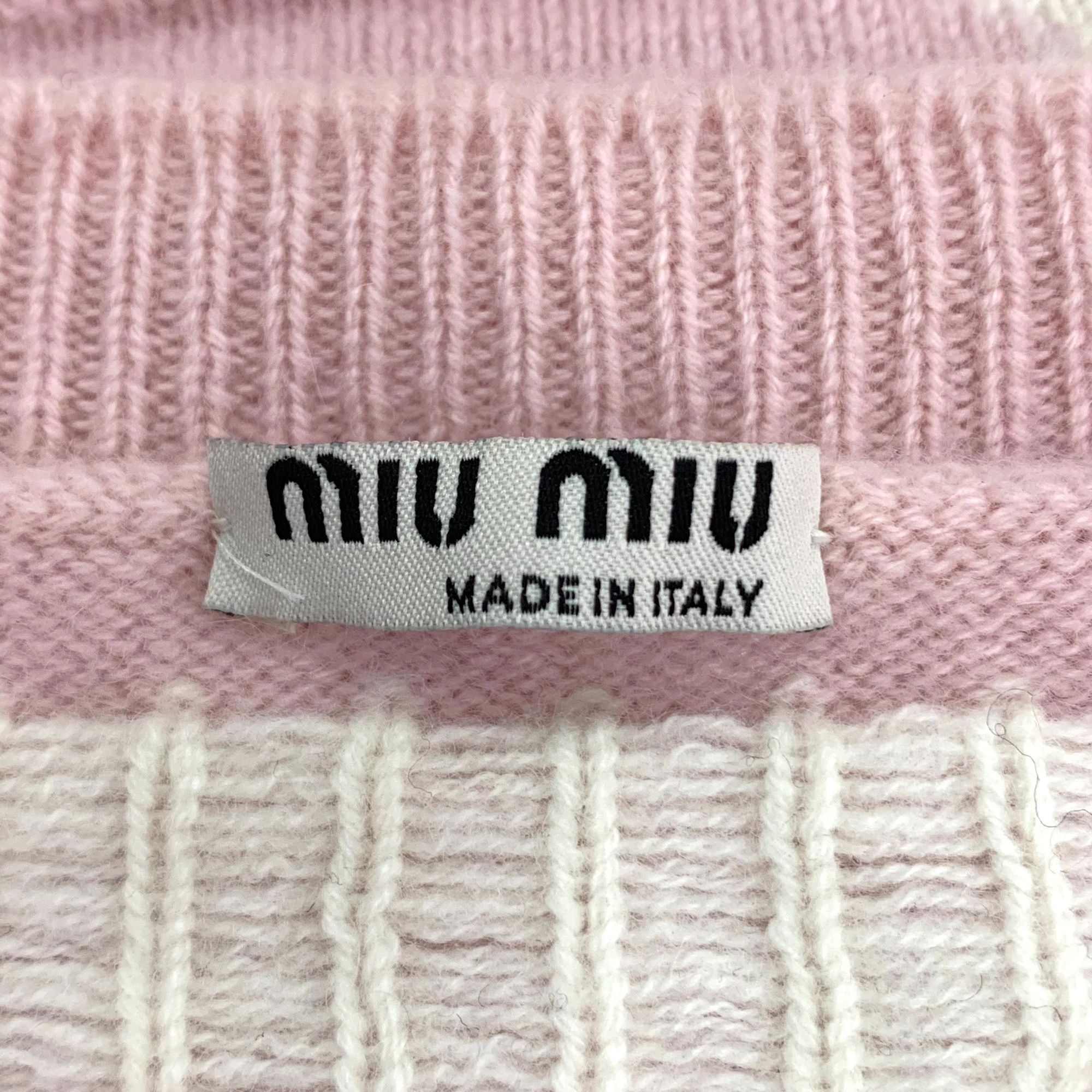 Miu Miu Miu Miu Pink & White Logo Star Pattern Sweater Size 38 S Mad Size XS / US 0-2 / IT 36-38 - 7 Thumbnail