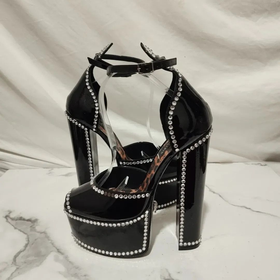 Philipp Plein Philipp Plein 120mm Cryst-Embelished Black Platform Hi-Heels Size US 8 / IT 38 - 5 Thumbnail