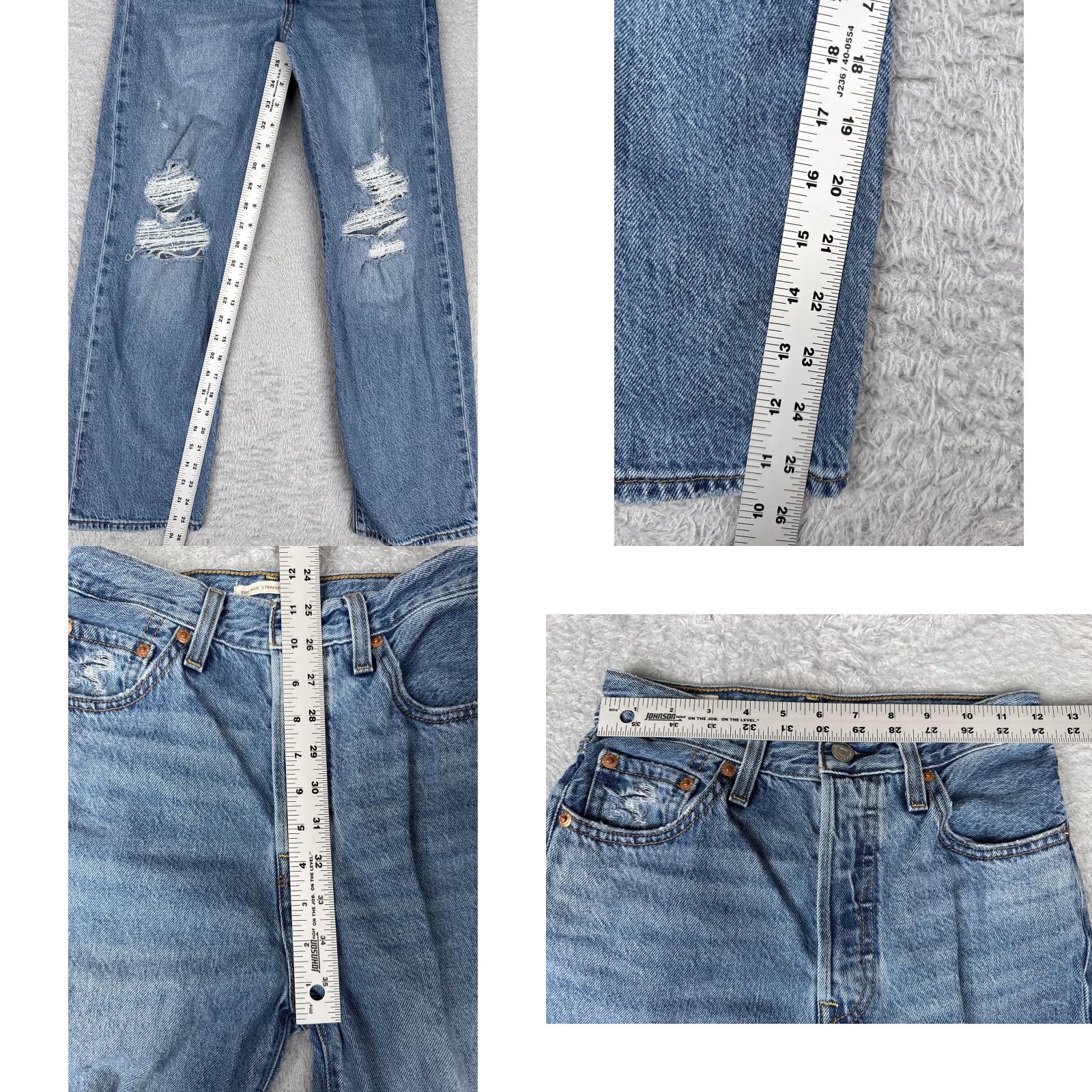 Levi's Levis Ribcage Straight Ankle Jeans Womens 24 Blue Distressed High Rise 24x26 Size 42" / US 20 - 8 Thumbnail