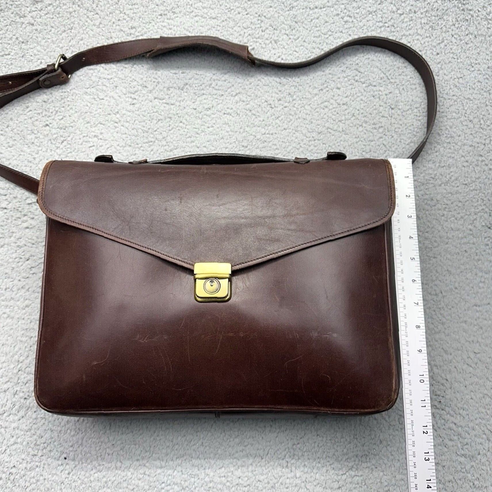 Eddie Bauer Eddie Bauer Genuine Leather Shell Mahogany Briefcase Bag 023-3299 Messenger Bag Mens Briefcase Leather Bag Size ONE SIZE - 4 Thumbnail