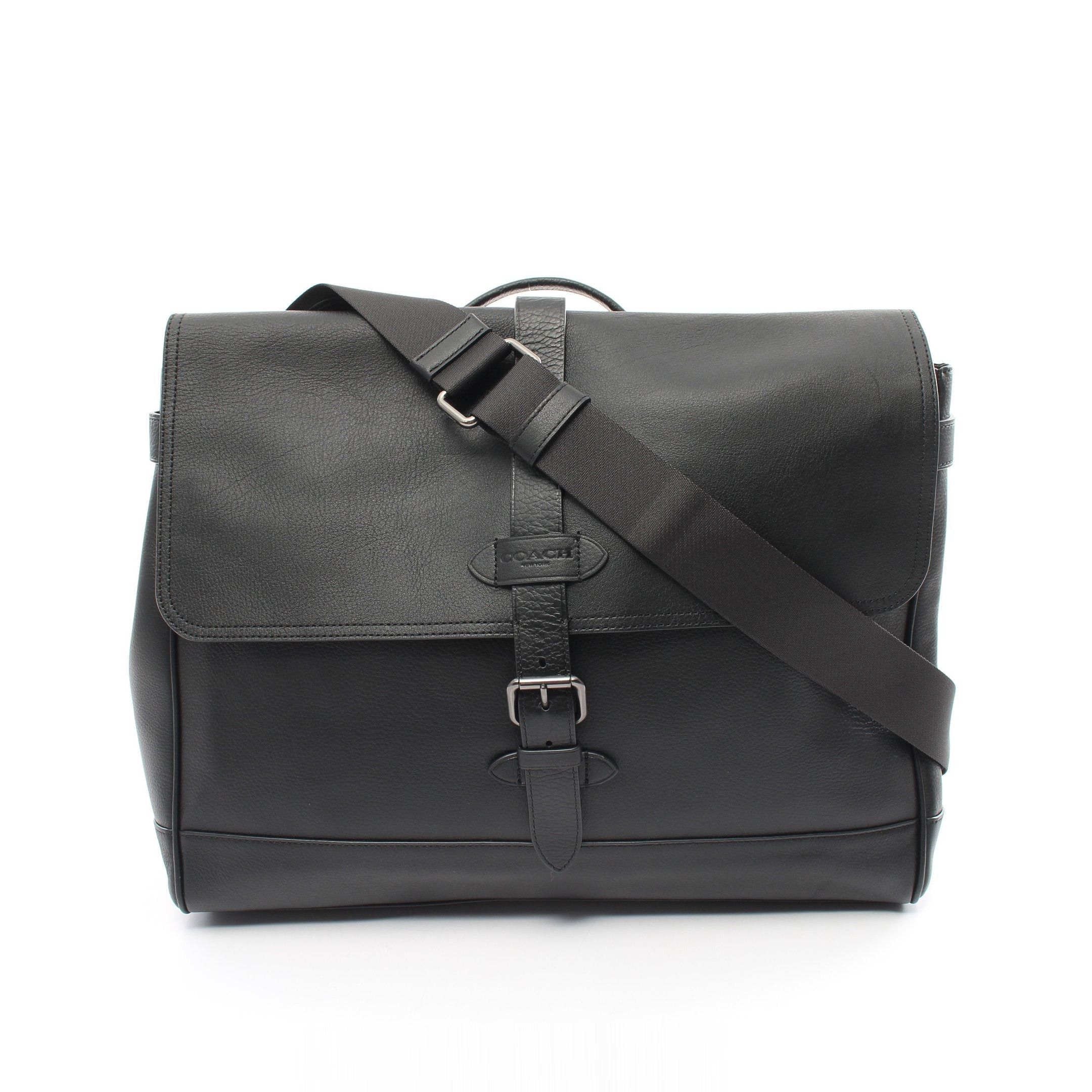 image of Coach Hudson Messenger Shoulder Bag Leather Black, Men's