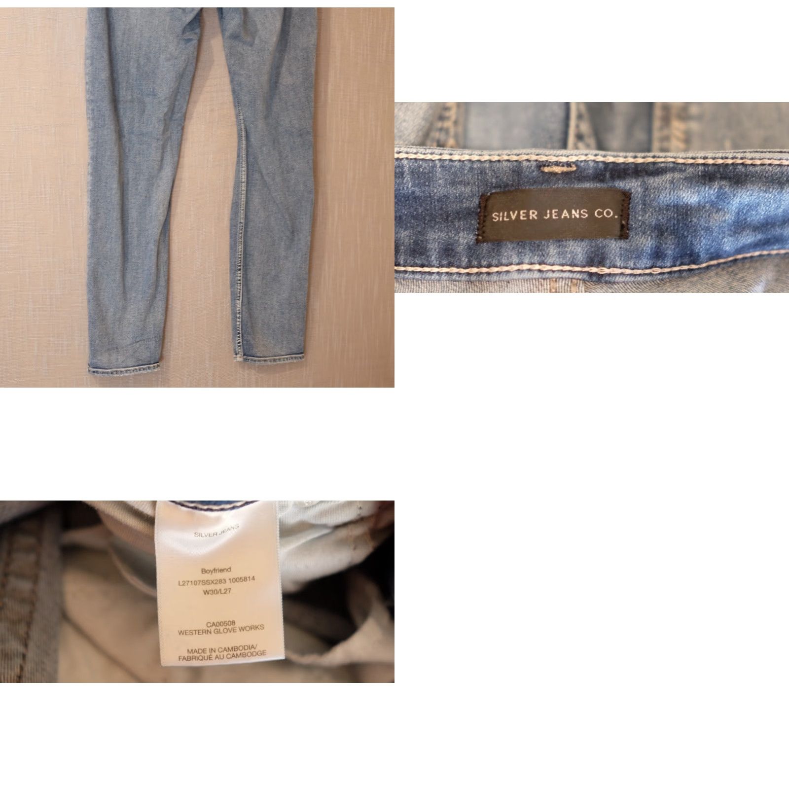 Vintage SILVER Denim Boyfriend Jeans Skinny Distressed Womens W30 x L27 #A18-4 Jeans Size 30" / US 8 / IT 44 - 8 Thumbnail