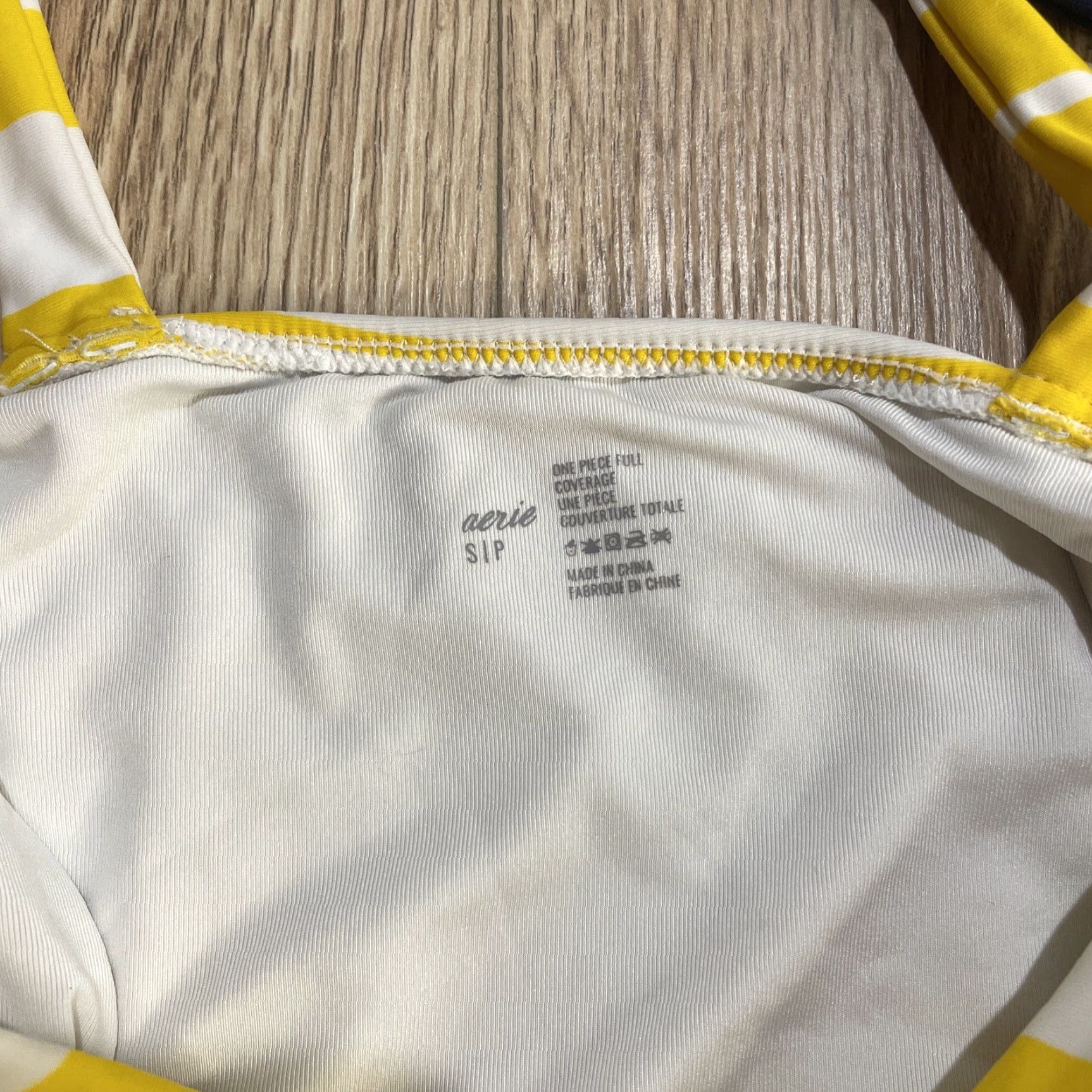 American Eagle Outfitters VINTAGE American Eagle Women's Striped One-Piece Swimsuit S Yellow Full Coverage Racerback Layered Size ONE SIZE - 4 Thumbnail