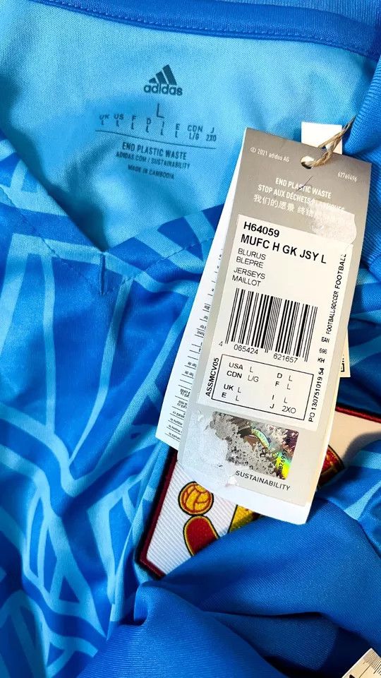 Adidas Manchester United 2022/23 Away Goalkeeper FOOTBALL Kit SHIRt Size US L / EU 52-54 / 3 - 6 Thumbnail