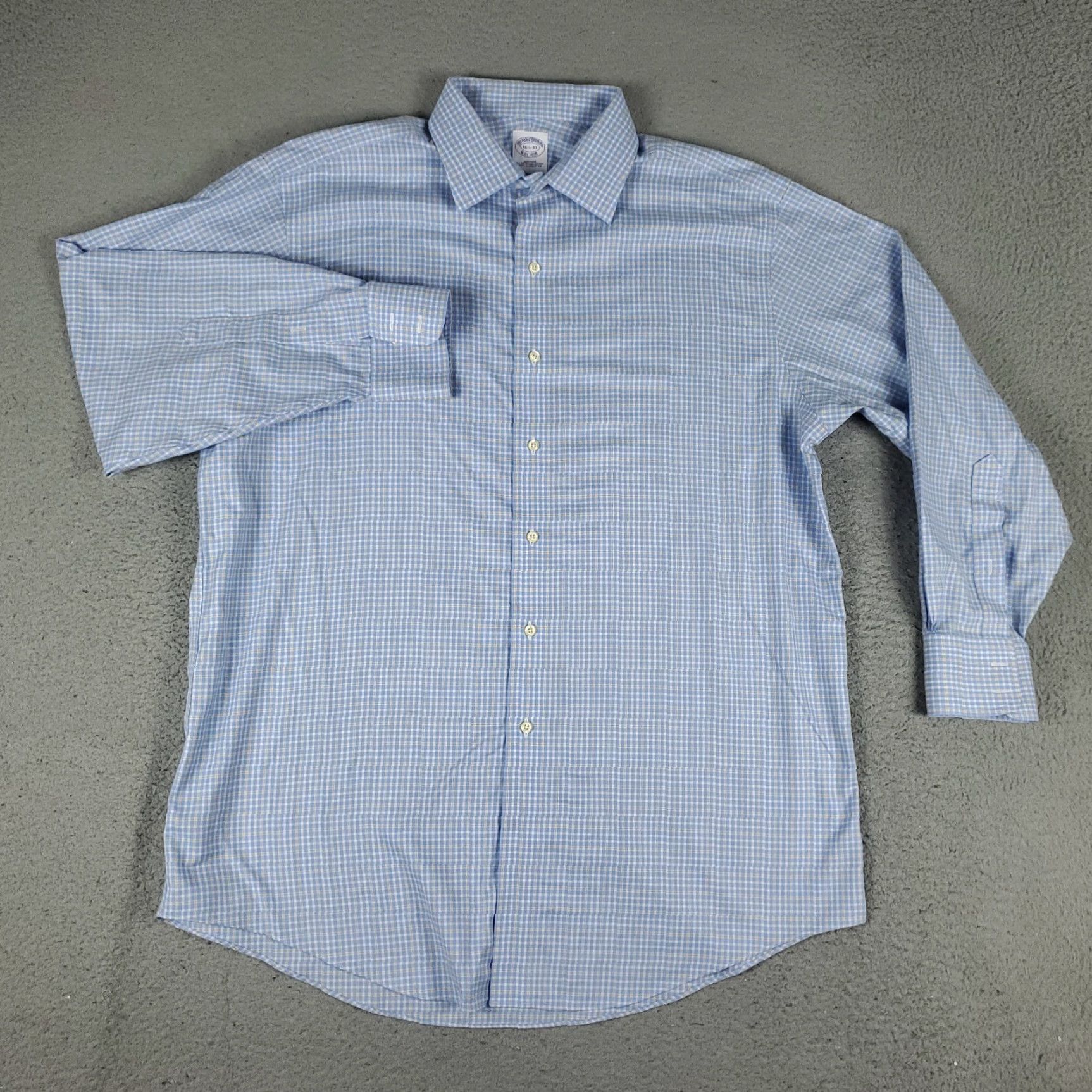 Brooks Brothers BROOKS BROTHERS Shirt Mens 16.5 Blue Plaid Regent Dress Button Up Long Sleeve Regular Fit Non-Iron Pockets Classic 90s? (Ignore) Size 42R - 2 Thumbnail