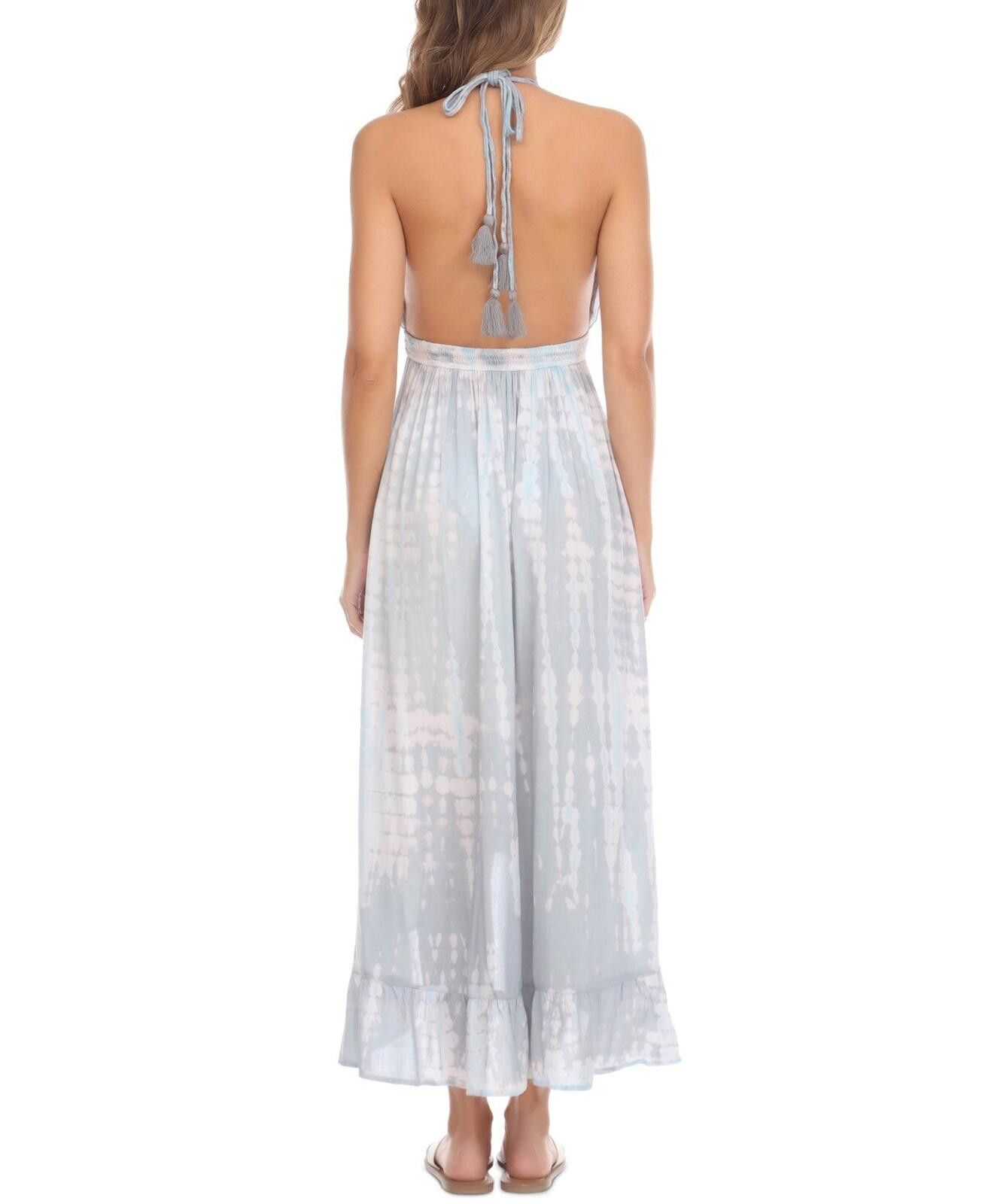 Other Raviya Women's Blue Tie-Dyed Halter Maxi Swim Cover-Up Dress Size ONE SIZE - 2 Thumbnail