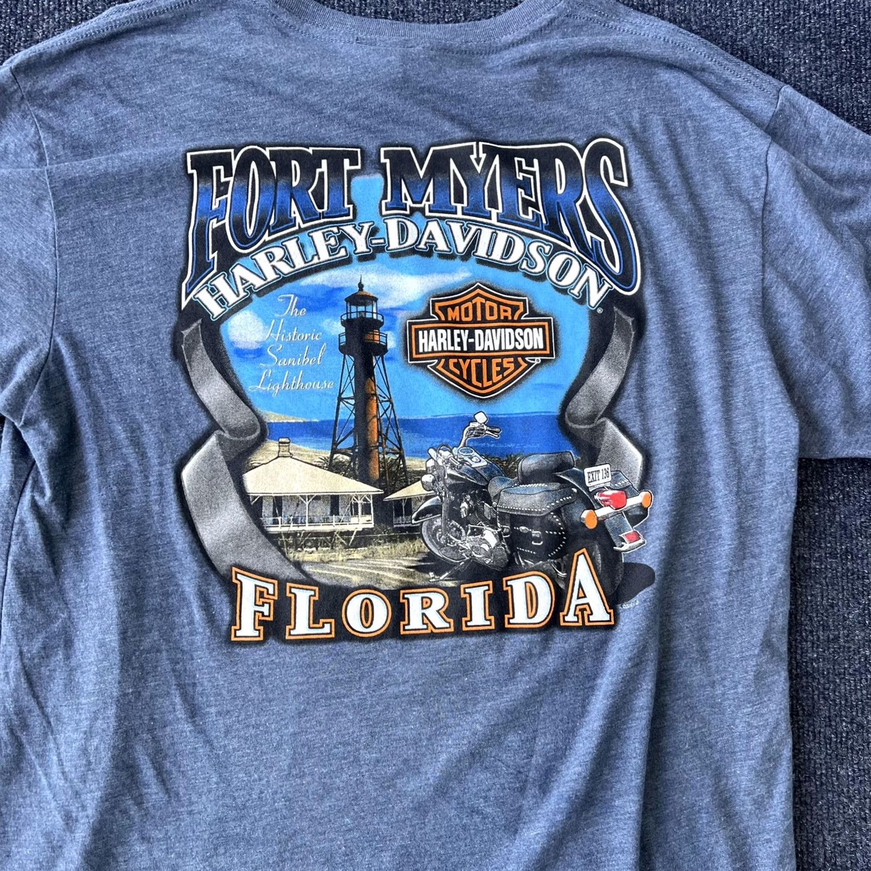 Harley Davidson Harley-Davidson Shirt Mens Large Blue Eagle Graphic Fort Myers Florida 1903 Size US L / EU 52-54 / 3 - 5 Thumbnail