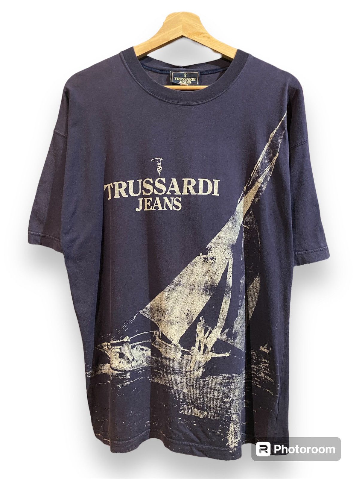 Vtg Trussardi Jeans Sailor Made in Italy Navy Tee