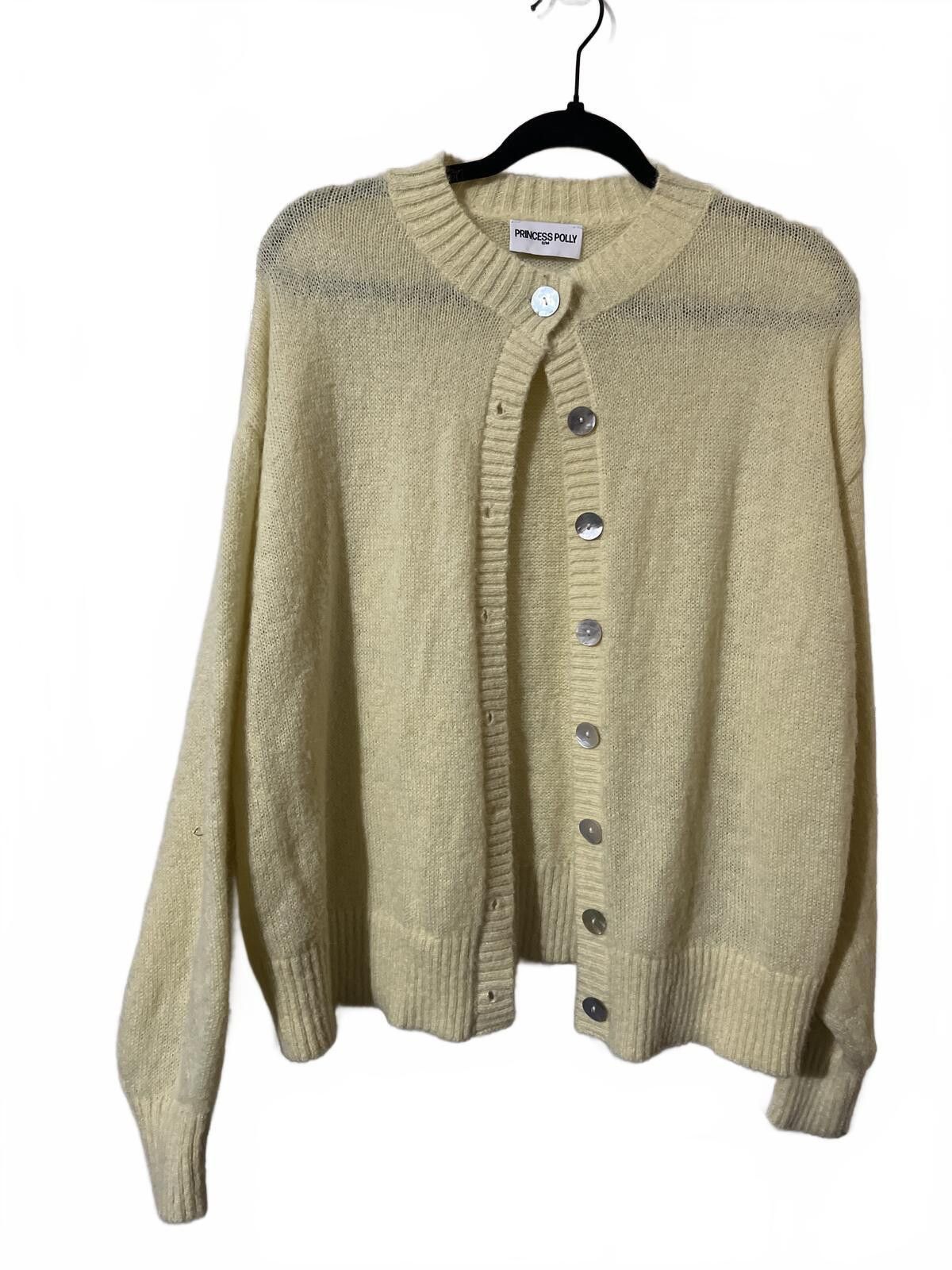 Other Princess Polly Soft Yellow Button-Up Cardigan Sweater S/M Size M / US 6-8 / IT 42-44 - 2 Thumbnail