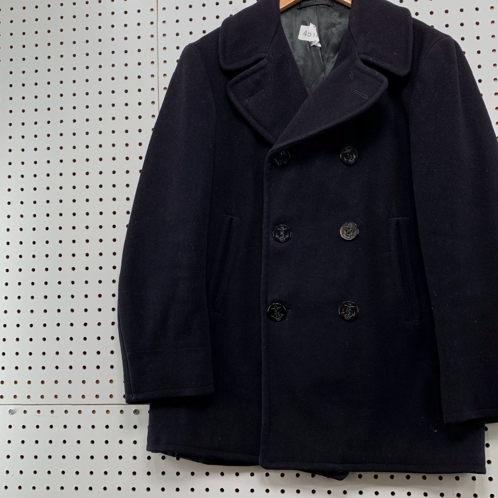 Doublet VINTAGE US Navy Peacoat Mens 36 Black Kersey Double Breasted Military Issued Coat Size US XXS / EU 40 - 3 Thumbnail