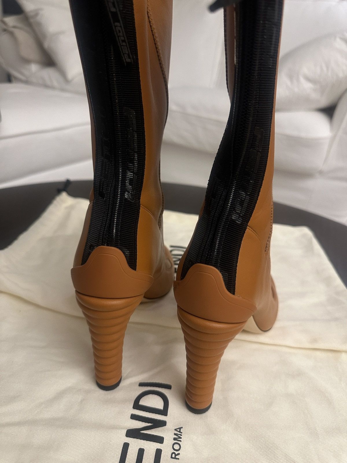 Fendi Fendi Mid-Calf Mid-Heel Camel Leather Boots Size US 8 / IT 38 - 5 Thumbnail