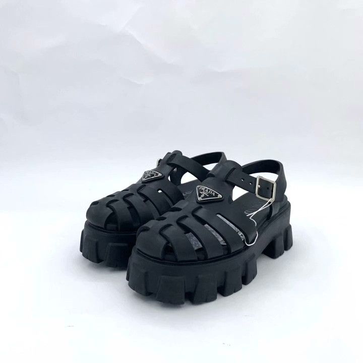 Prada Prada Monolith Black Platform Slingback Sandals Size US 7 / IT 37 - 1 Thumbnail