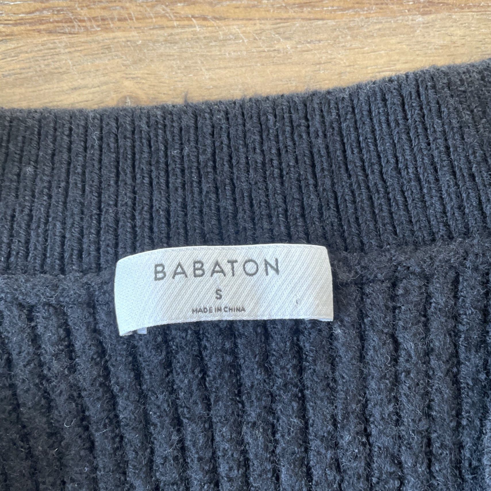 Vintage Babaton Sweater Womens S Merino Wool V-Neck 3/4 Sleeve Black Ribbed Knit Size S / US 4 / IT 40 - 3 Thumbnail