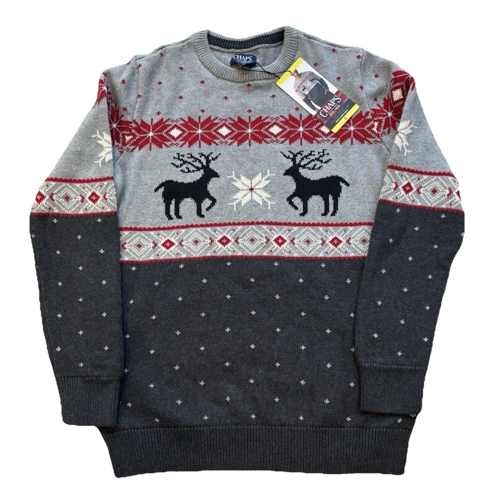 Chaps Chaps Sweater Gray Reindeer Snowflake Women's Small Cotton Size S / US 4 / IT 40 - 1 Thumbnail