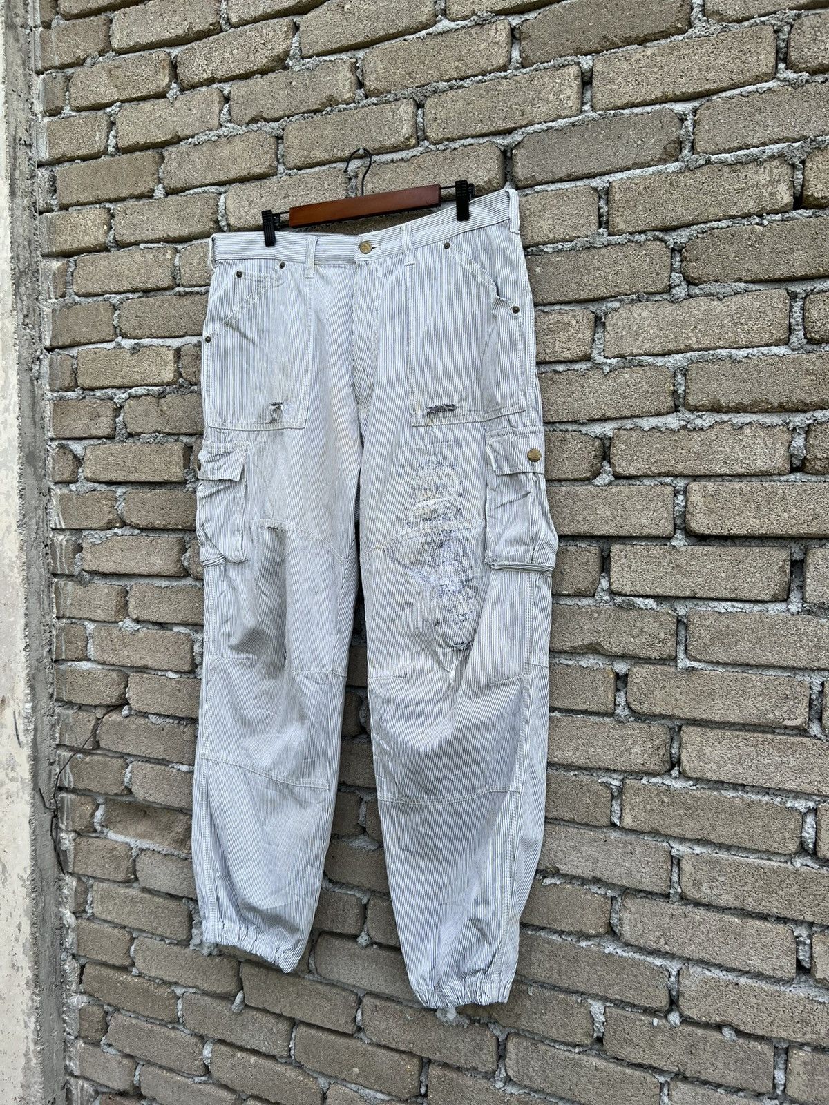 Japanese Brand Dogman Hickory Stripe Workwear Pants Waist 36" Size US 36 / EU 52 - 4 Thumbnail