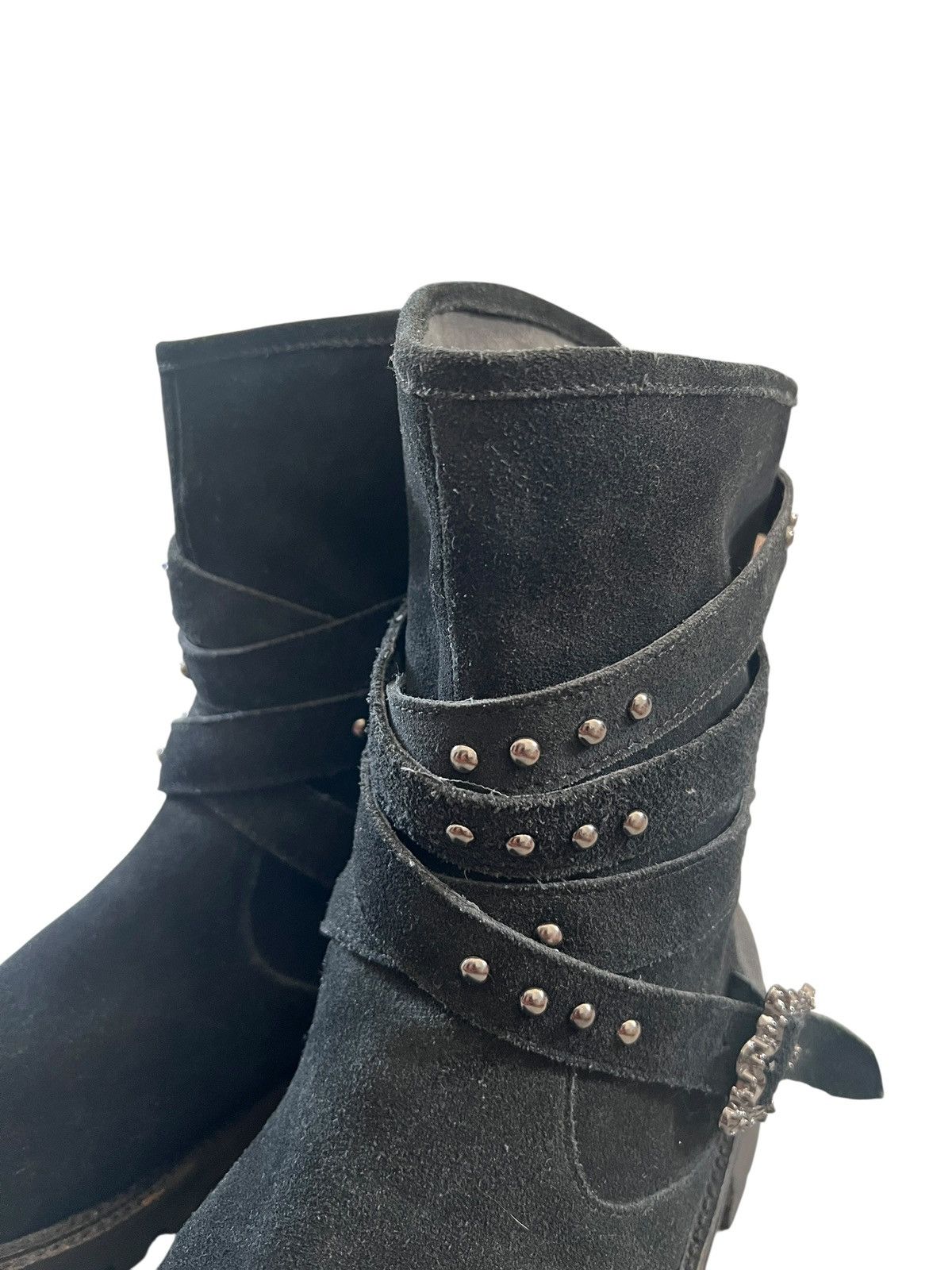 Buffalo Bobs Studded Suede Leather Strap Boots