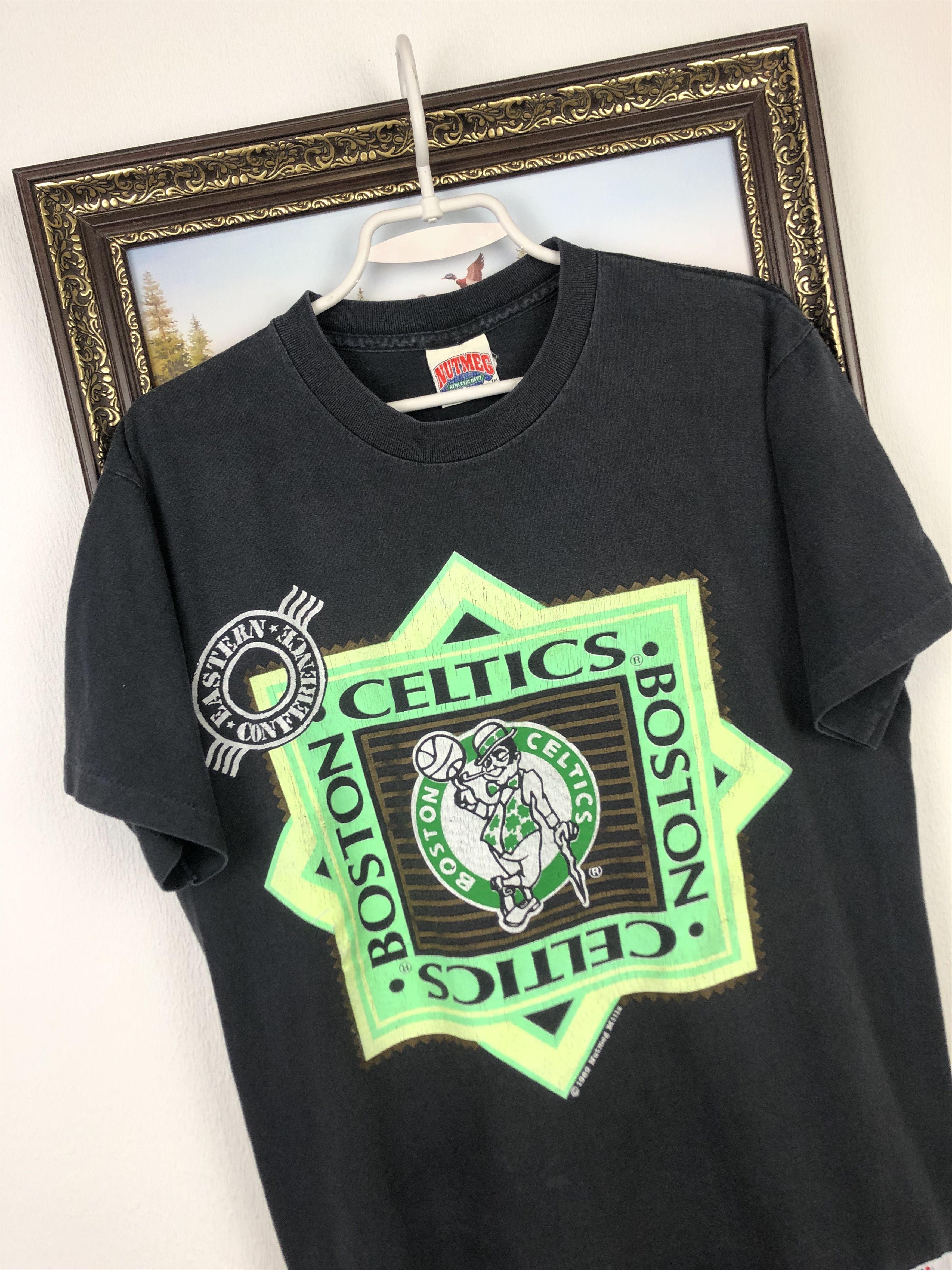 NBA Vintage 90's Boston Celtics NBA Shirt Over Print Jersey Bird Size US L / EU 52-54 / 3 - 1 Thumbnail