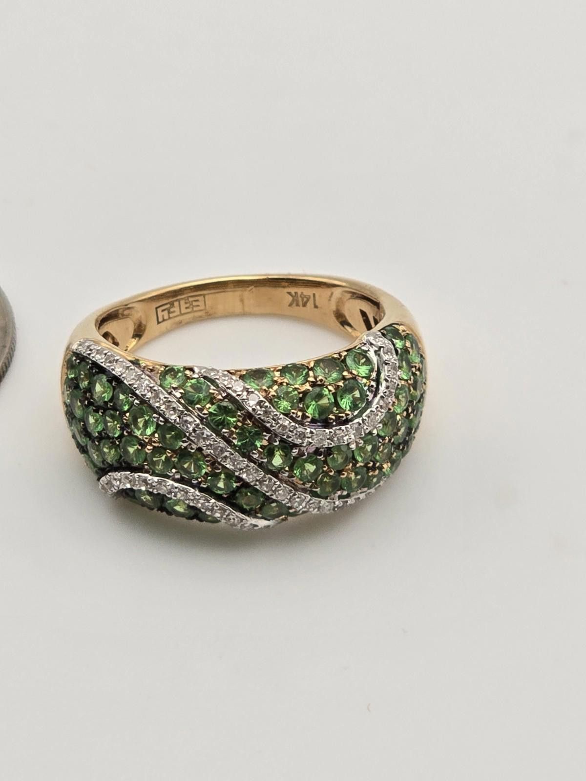 Effulgence EFFY 14K Gold Tsavorite Diamond Dome Ring 6.5 Size ONE SIZE - 1 Thumbnail